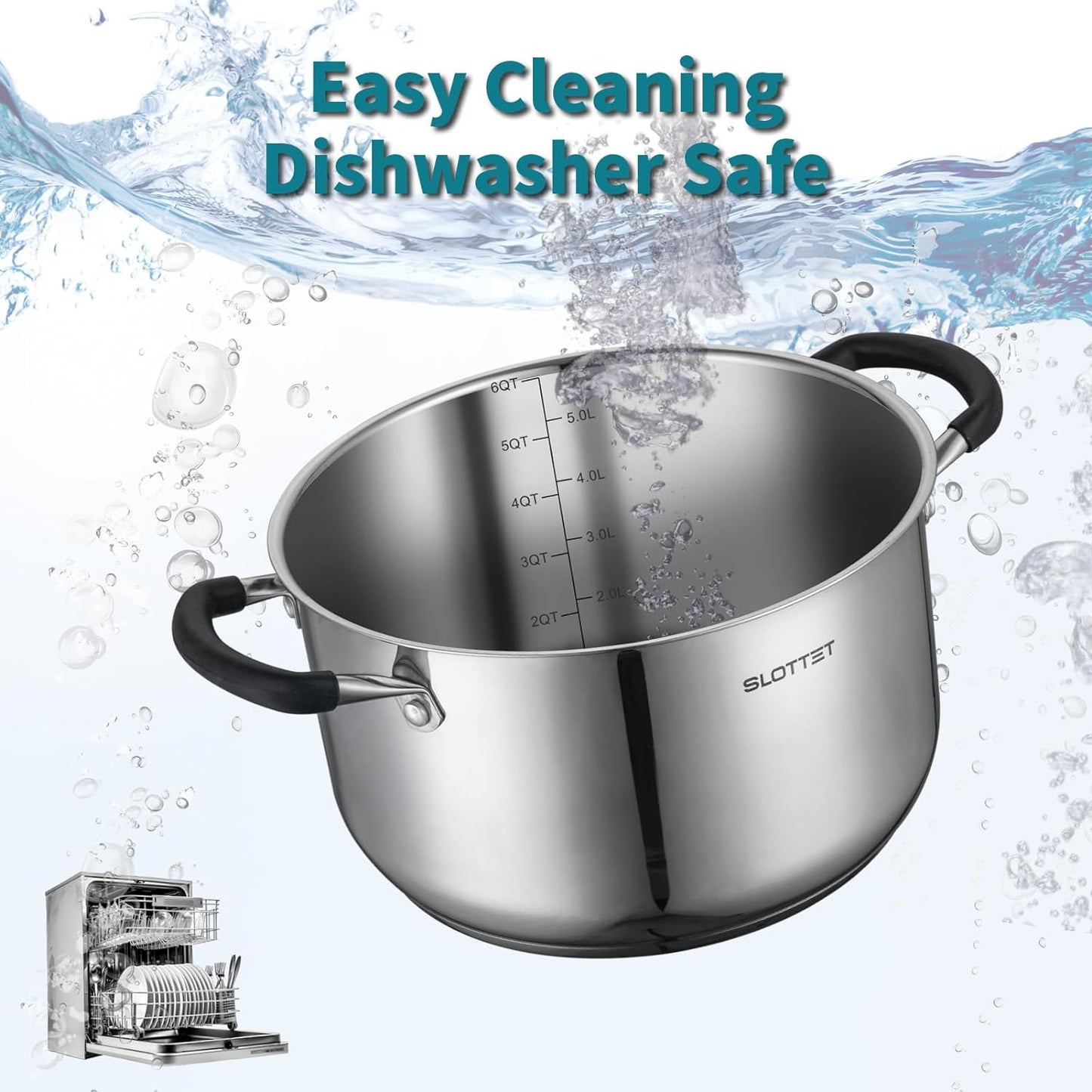 Stainless Steel 8 Quart Stock Pot with Steamer,8 Qt Deep Soup Pot for cooking,Multipurpose Stockpot with silicone Stay-cool Handle.