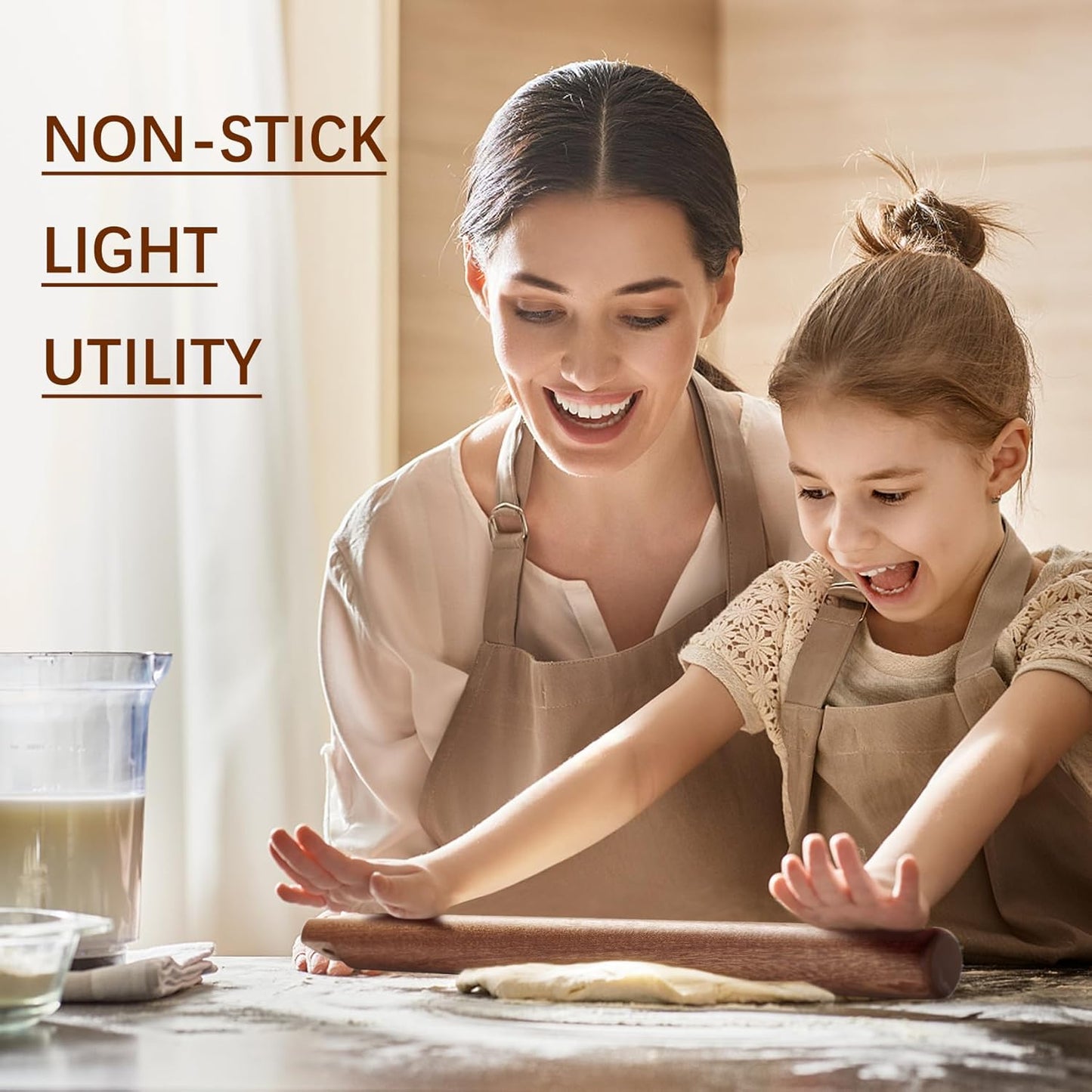 Versatile Rolling Pin for Dough - Sapele Wood Rolling Pin with Unique Hanging Hole Design - Perfect for Baking, Pies - Pastries, Elegant Wooden Rolling Pins - Your best 16 Inches French Rolling Pins