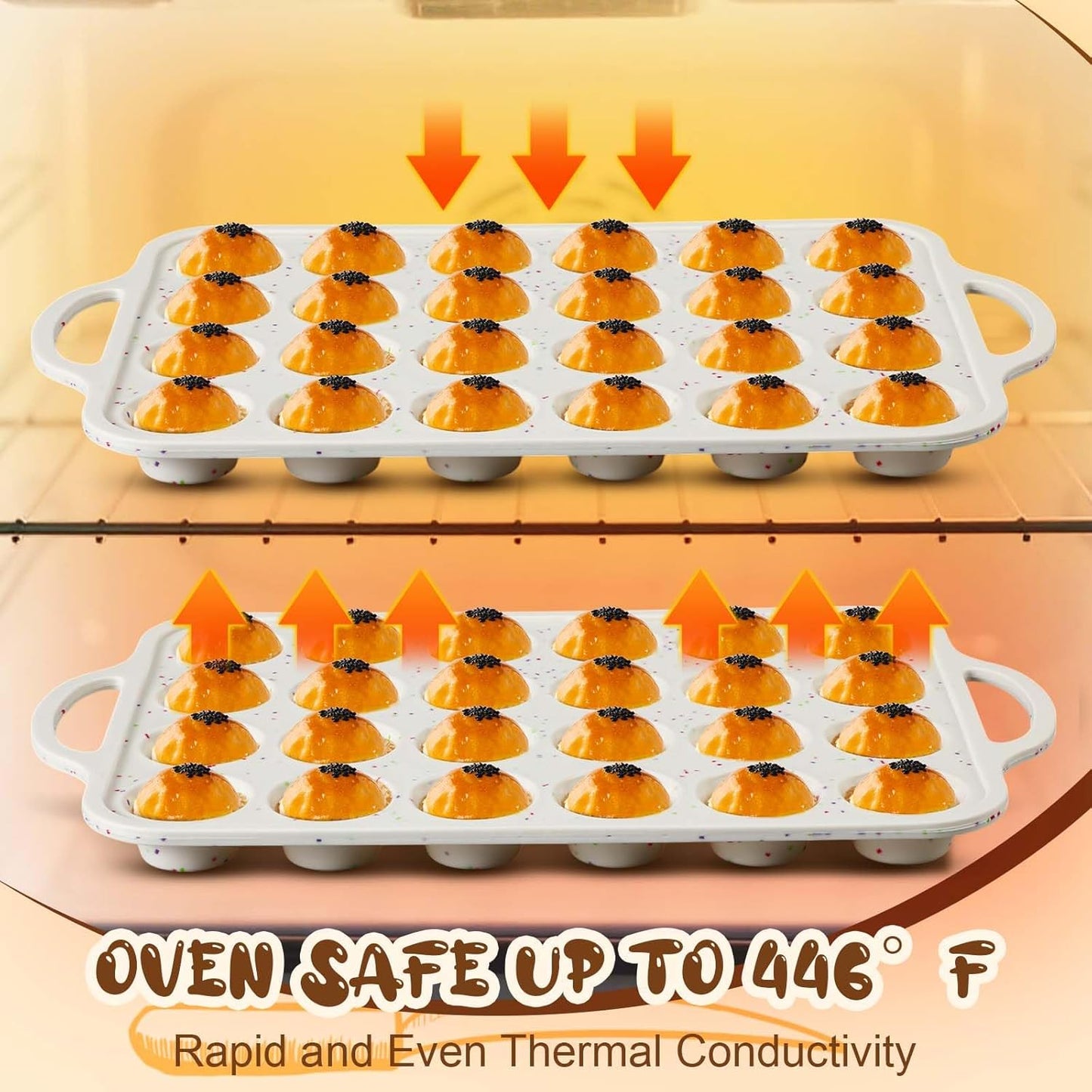 2 Silicone Muffin Pans for Baking with 200 Mini Cupcake Liners, Back to School 1st First Day of School Kitchen Dorm Room Bakeware Supplies, Muffin Tin(24-Cup Mini)