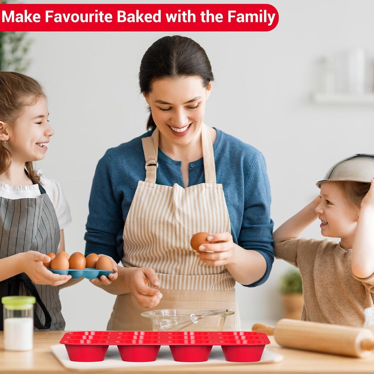 Silicone Muffin Pan 2 Pack - Nonstick Cupcake Baking Pans, Heat Resistant Silicone Molds for Oven, Microwave & Freezer, 12-Cup Reusable Muffin Trays