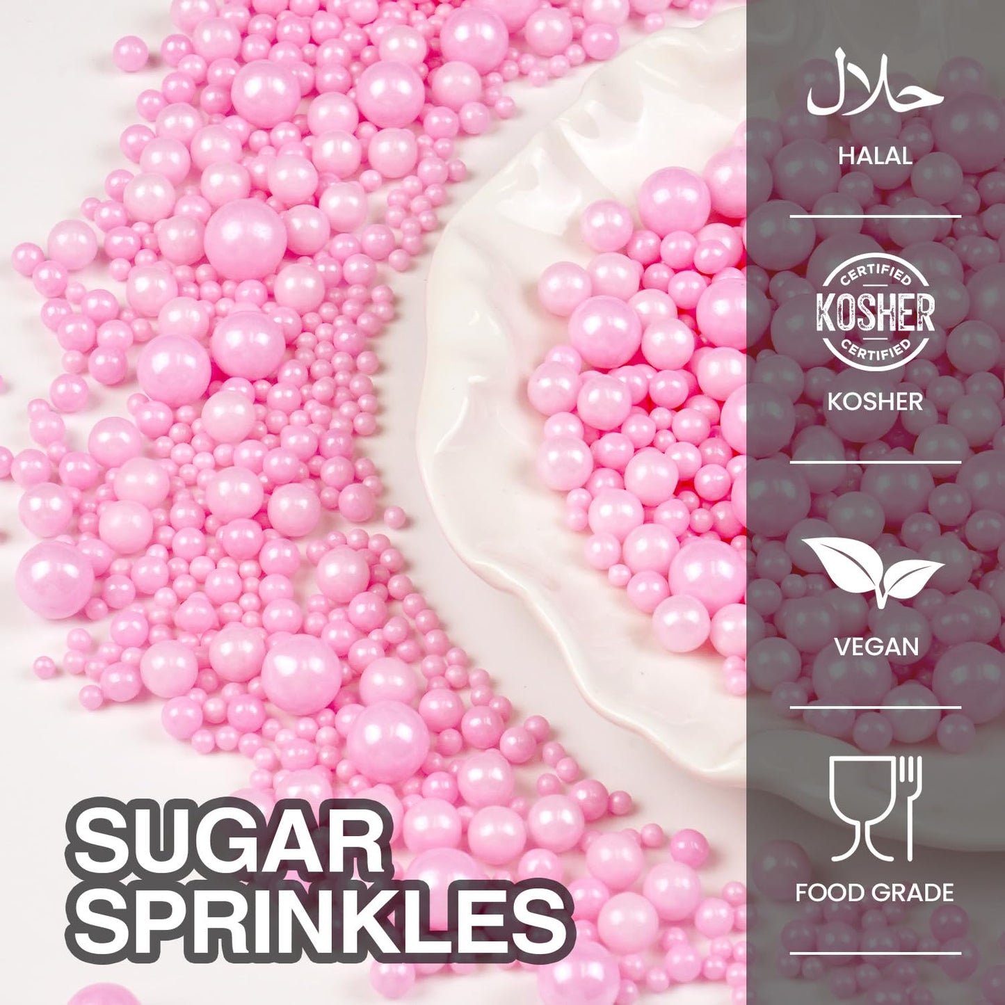 Pink Pearl Sugar Sprinkles, Desserts Decoration, Edible Pearl Candy, 150g/5.29oz Mix Size, Cake, Donut, Cupcake, Gender- Reveal Party, Valentine's Day, Wedding Party, Christmas Supplies