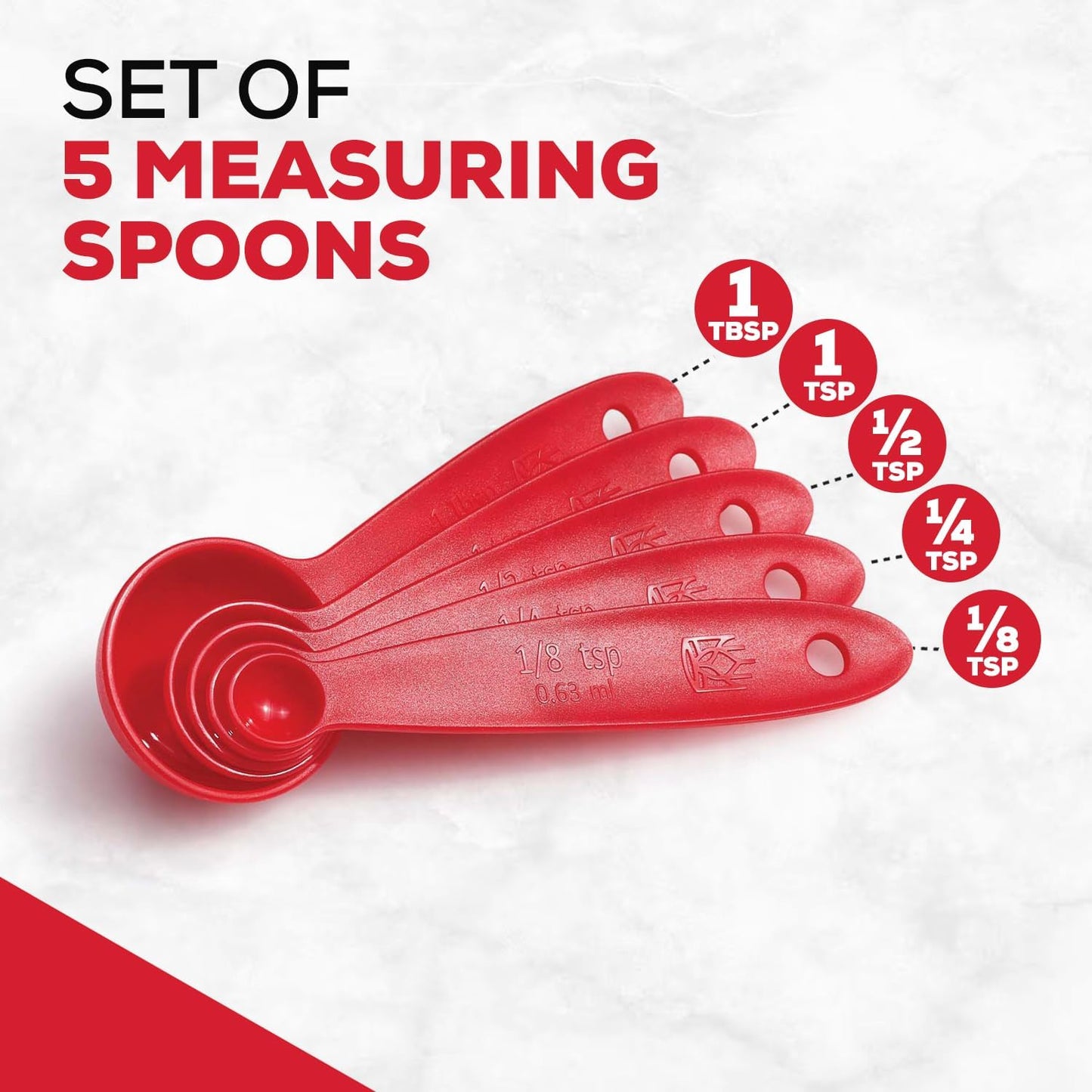King Arthur Baking Company Lightweight Measuring Spoons, BPA-Free, PFAS-Free, 5-Piece Set