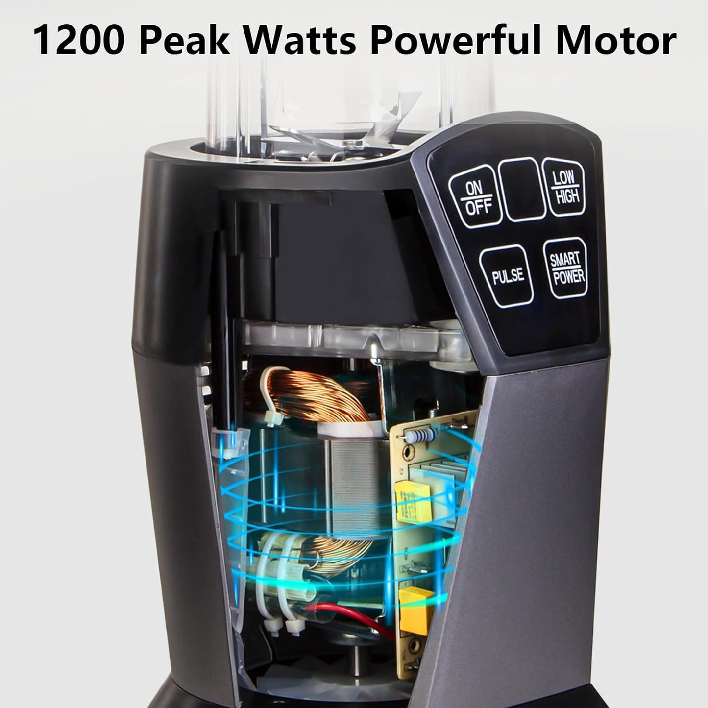 Liebe&Lecker Blender with 1200W-Peak-Watts, Powerful Smoothie Blender Smart Technology Blended Frozen Fruit for Smoothies, with Two 28-oz To-go Cups & Spout Lids