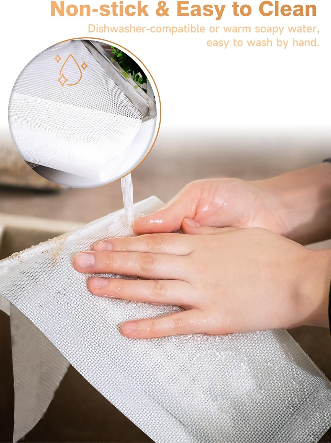 SUCISENI 6 Pack Silicone Dehydrator Sheets (14 x 21 Inch) Premium Non-Stick Silicone Mesh Mat for Fruit Food Dehydrator Reusable Dehydrated Tray Liners for Fruits Meat Vegetables Herbs