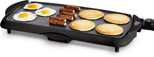 GreenLife 20” Extra Large Electric Griddle, Non-Toxic PFAS & PFOA-Free Ceramic Nonstick, Temperature Control, Quick Even Heating, Removable Drip Tray, Pancakes, Eggs, Sausage, Easy Clean, Black