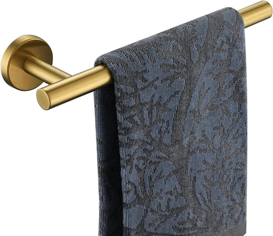 JQK Hand Towel Bar Gold, 10 Inch Thicken 0.8mm 304 Stainless Steel Bathroom Hand Towel Holder, 9 Inch Useable Length Wall Mount, Brushed Gold, THH110L9-BG