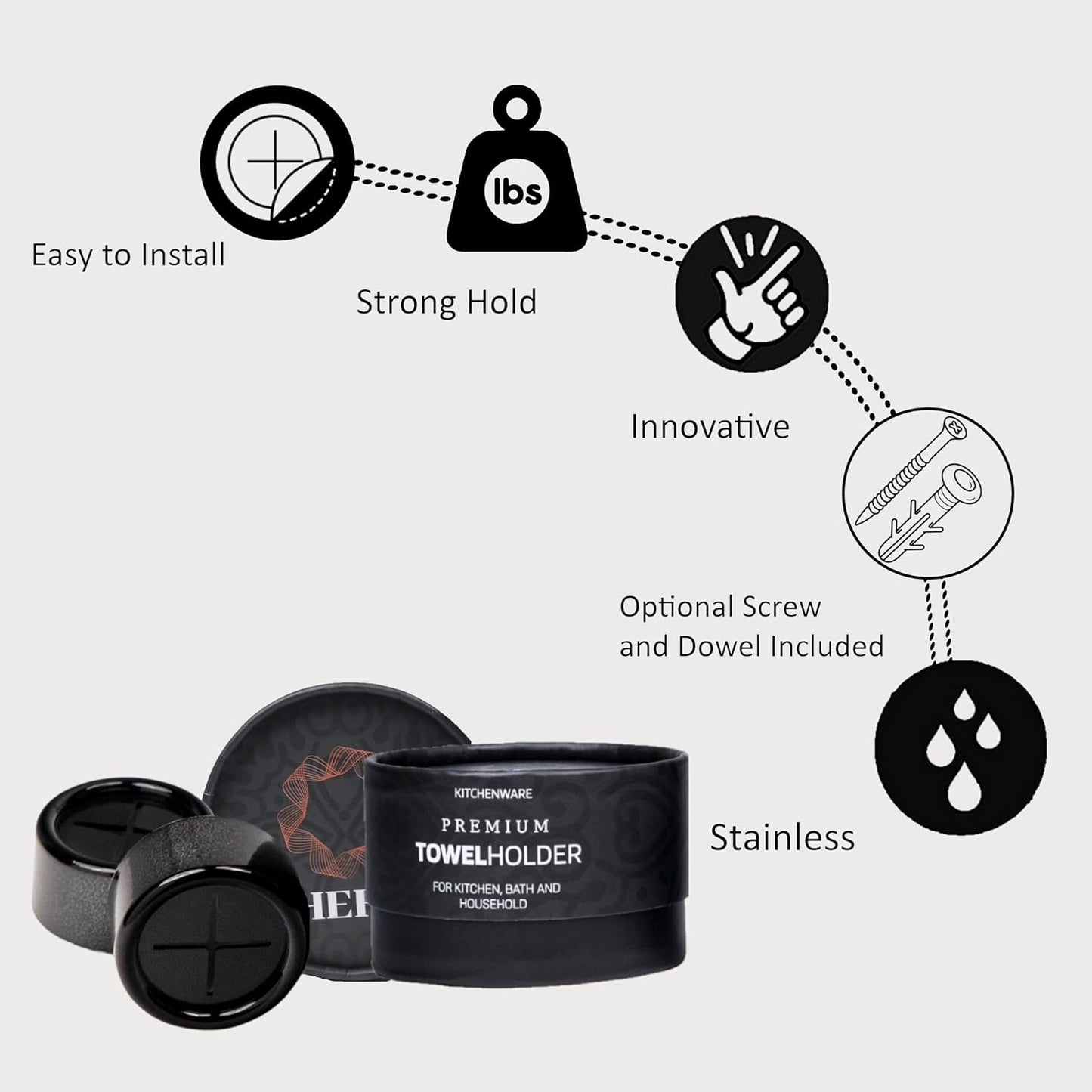 HEFA Kitchen Towel Hooks, 8 Pack Eco Dish Holder, Hand Towel Organization Gadgets