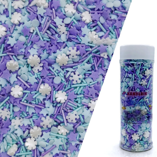 Snowflake Sprinkles Blue & White & Purple Christmas Sprinkles Mixed size snowflake Stars Jimmies CakeCookie Decorating Perfect for Wedding Party Valentine Halloween Christmas Supplies 4.58OZ