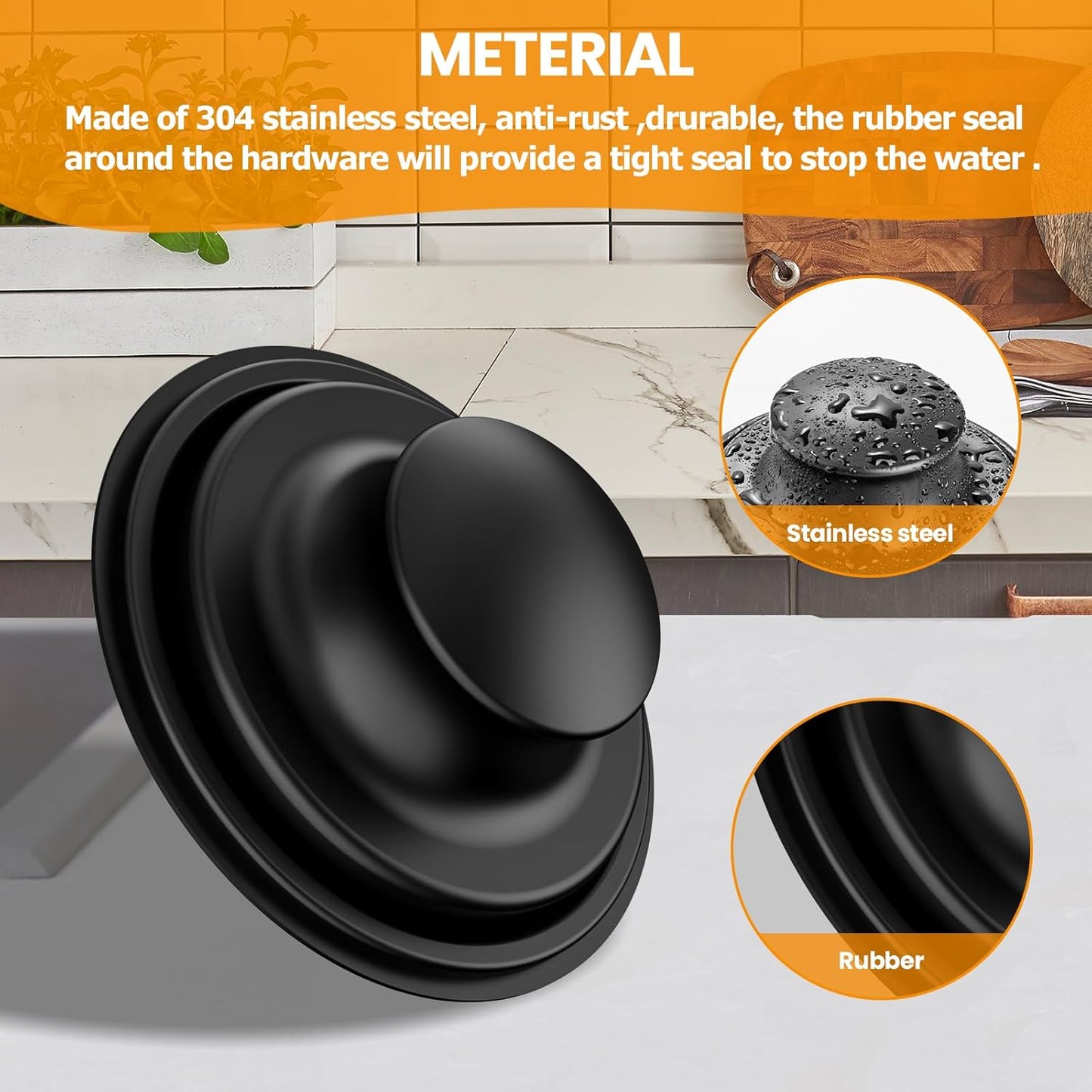 Huntorny 2PCS Kitchen Sink Drain Strainer and Stopper, Drain Catcher and Drain Protector for Kitchen Sink, Plug for Standard 3-1/2 Inch Garbage Disposal Sink Drain Cover