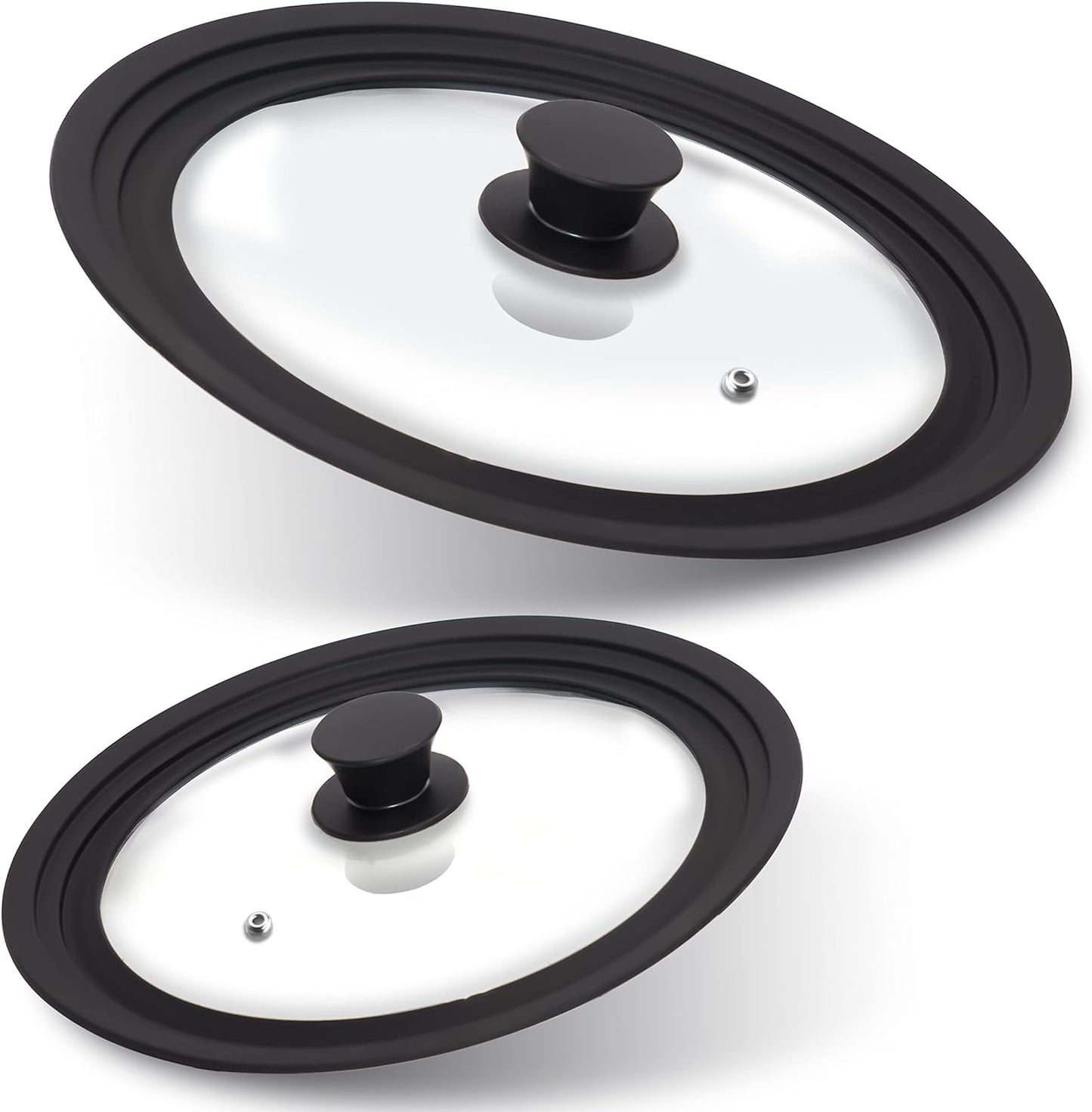 Anaeat Silicone Universal Lid for Pots, Pans and Skillets - Tempered Glass Covered with Heat Resistant Silicone Rim Fits All 7" to 12" Diameter Cookware -Easy to Use Replacement Frying Pan Cover