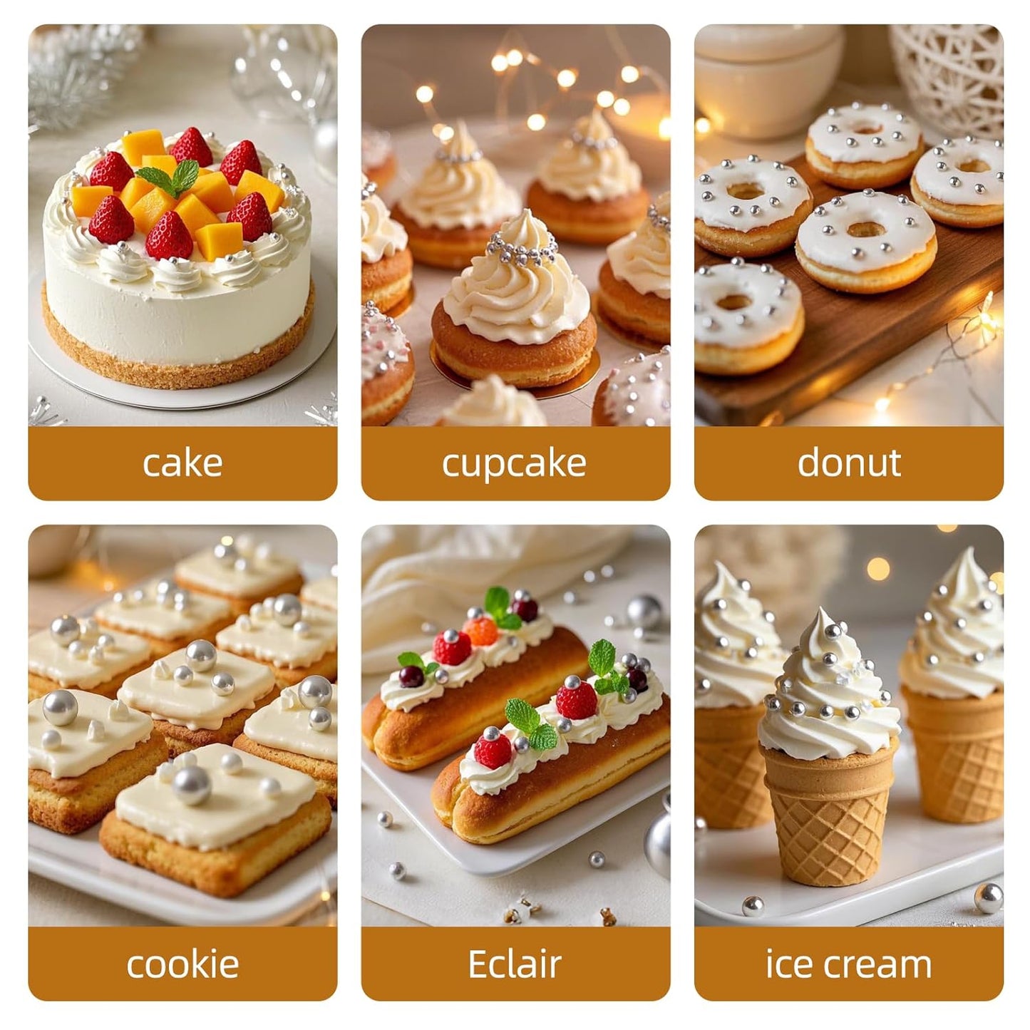 Silver Pearl Sprinkles, Edible Pearl Sugar Sprinkle,Mix Size,Baking Edible Cake Decorations,Cupcake Toppers,Cookie Decorating Donuts Ice Cream Toppings,Wedding Birthday Party Valentines Christmas Supplies,130g/4.58oz