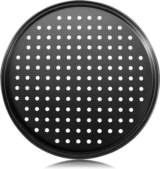 Pizza Steel Pan for Oven, Pizza Crisper Pan with Holes 12 Inch, Nonstick Round Pizza Baking Sheet Oven Tray, Perforated Carbon Steel Pizza Bakeware For Home Restaurant Kitchen Baking