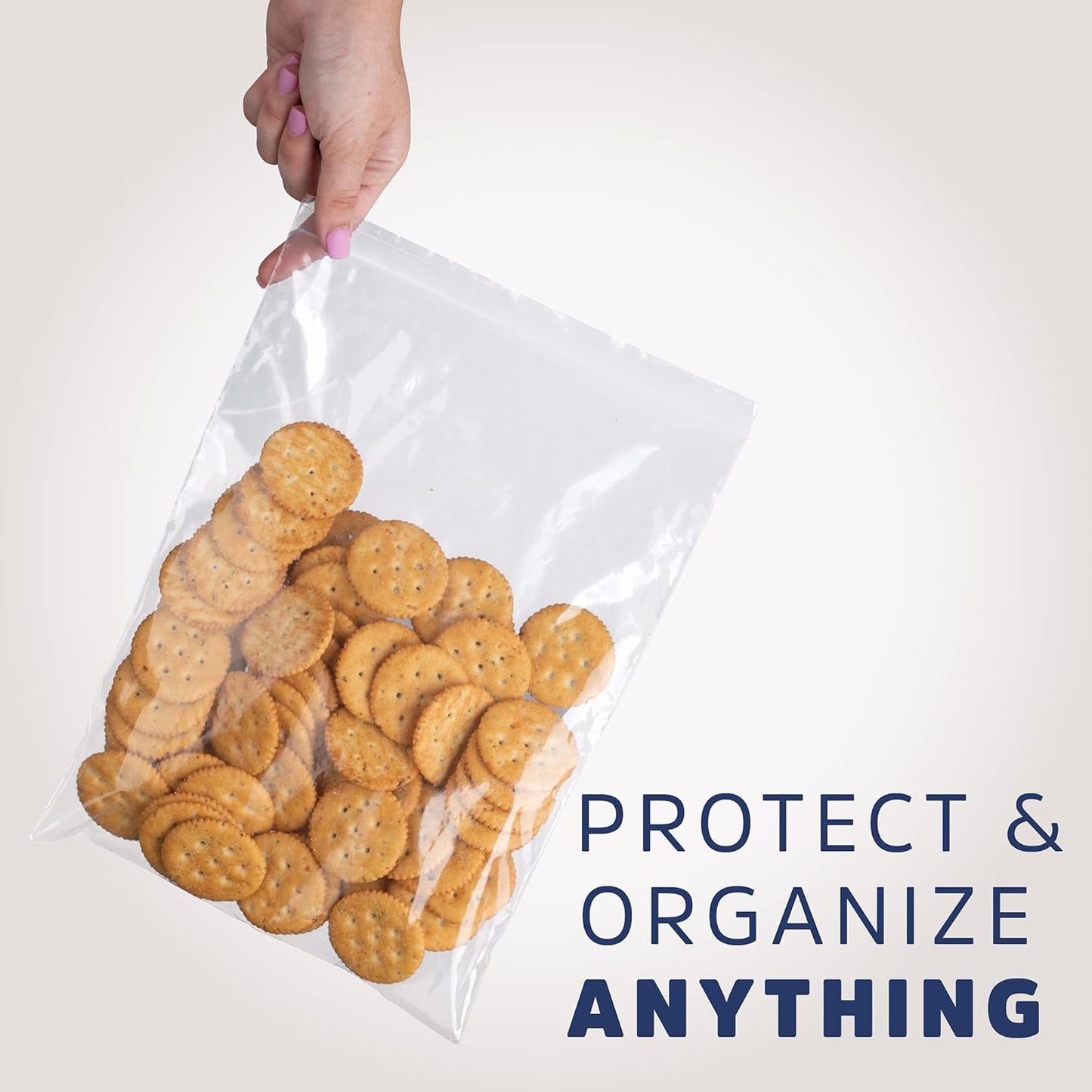 GPI Pack Of 100 10" x 13" CLEAR PLASTIC RECLOSABLE ZIP BAGS - 2 mil Poly Baggies With Resealable Zip Top Lock For Fabrics, Clothing, Documents, Food, Household & Office supplies.