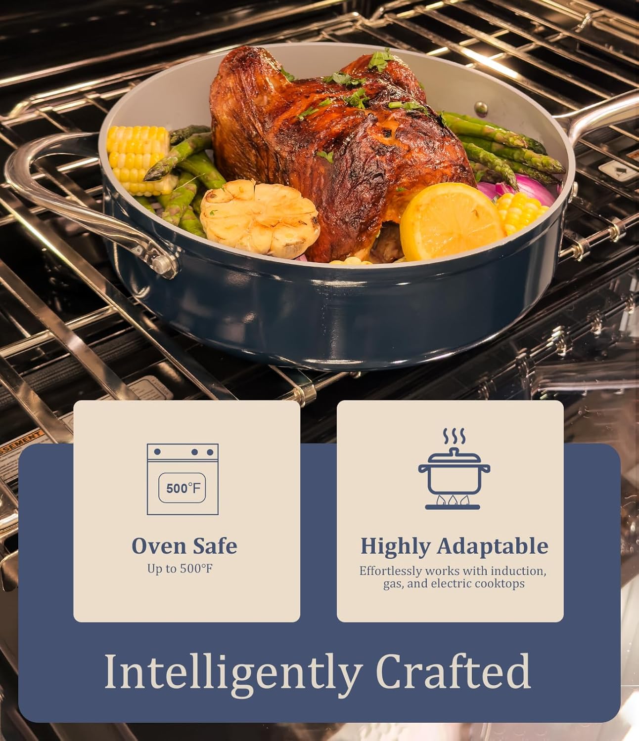 Stock Pot 4.5qt Dutch Oven with Lid (9.5") Nonstick Ceramic Coated Non-Toxic PFAS-Free Even Heat Distribution for Braising, Baking Bread & Soups, Compatible for All Cooktops(Induction/Gas/Electric) Oven Safe to 500°F (Avocado Green)