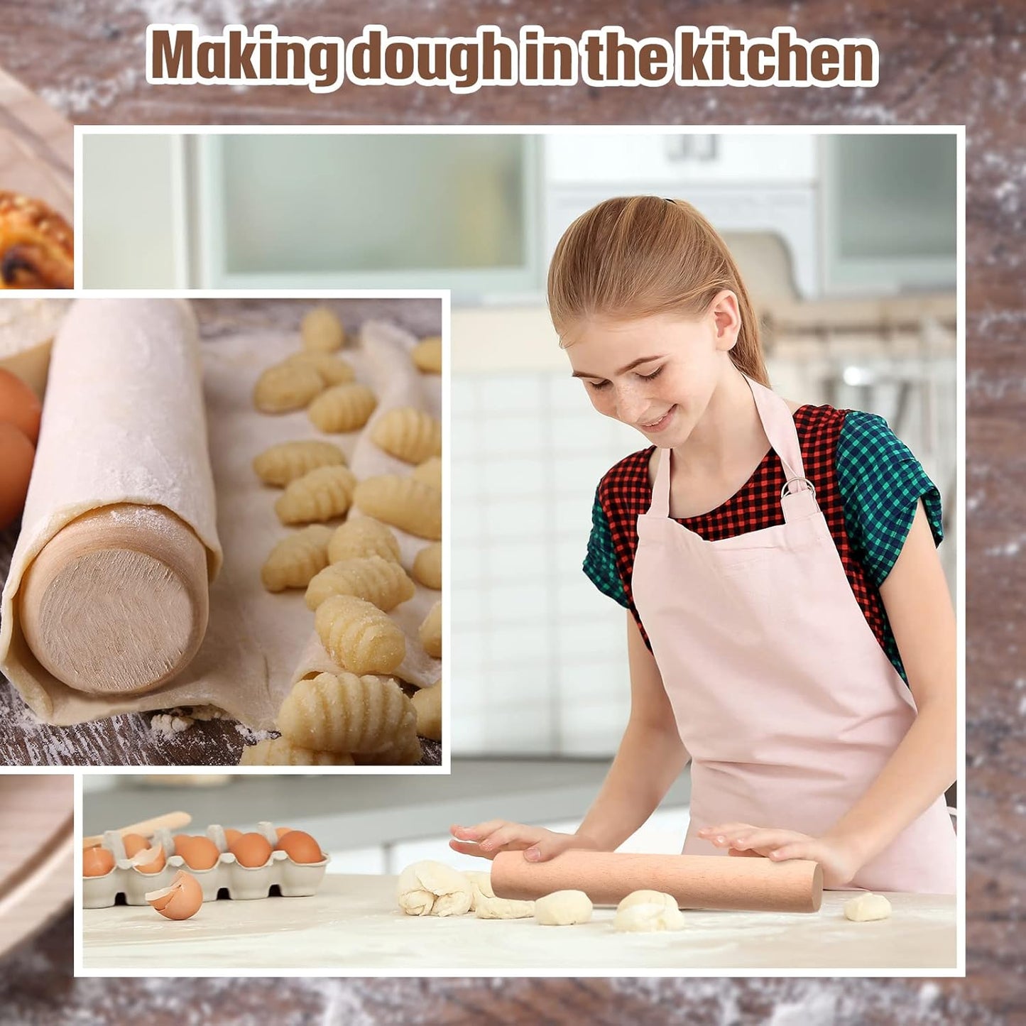 Patelai Small Wooden Rolling Pin, Dumpling Dough Roller Wooden Mini Rolling Pins Kitchen Utensil Tool for Fondant, Pasta, Bread, Pastry, Cookies, Pizza, Pie, Cylinder Style, 6.3 Inch (30 Pieces)