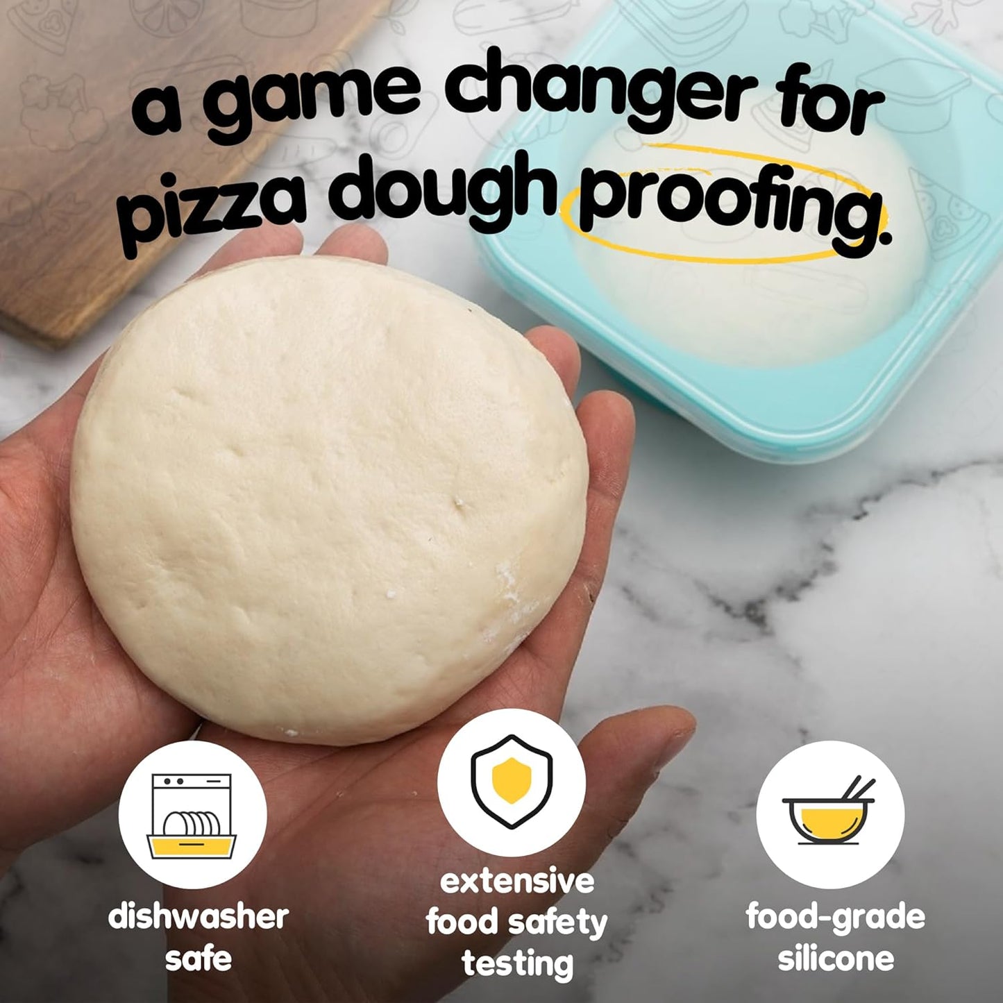 Stackable Silicone Artisan Pizza Dough Proofing Proving Containers with Air-tight Lids-4pack-500ml Volume for 250g Dough Ball (2green+2Space Grey)