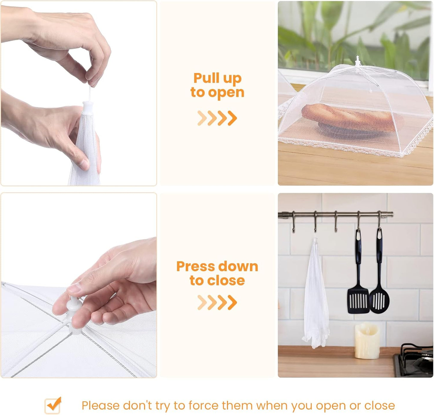 Food Covers for Outside - 1 Extra Large (40 x 25 in) & 4 Large (17 x 17 in) Food Tents/Food Covers for Outdoors Mesh Screen, Picnic Pool Party Supplies, Pop-Up and Collapsible