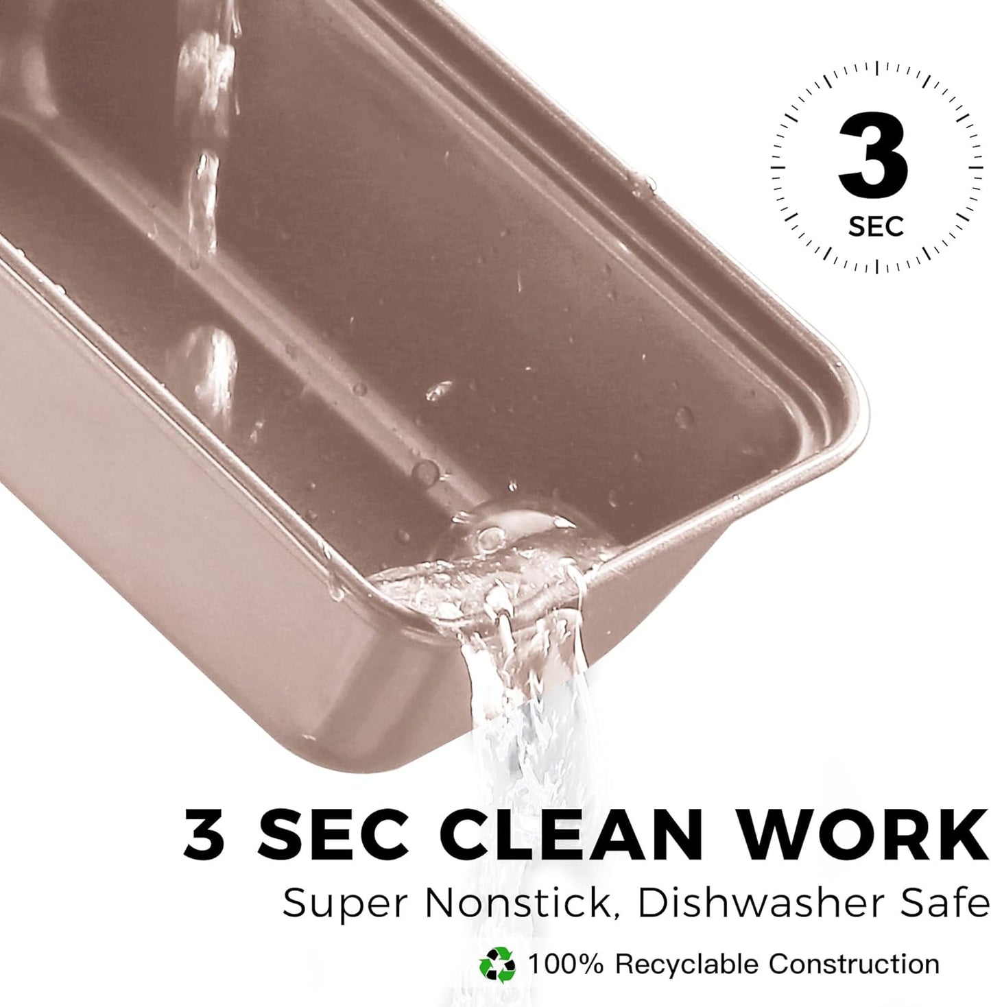 HONGBAKE Mini Loaf Pan for Baking Bread, Nonstick Small Banana Bread Tins Set of 3, 6 x 3.3 x 2 In Tiny Carbon Steel Meatloaf Pan - Rose Gold