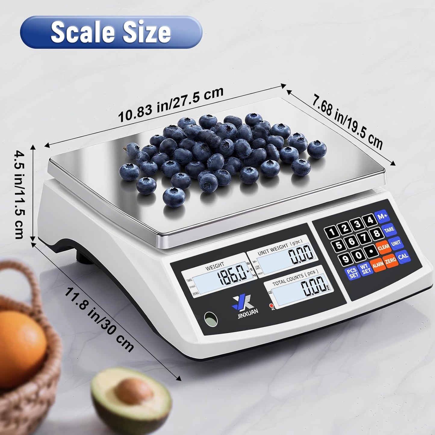 Industrial Counting Scale, 66lb/30kg Industrial Scale Electronic Bench Scale with Stainless Steel Platform LCD Display, Digital Inventory Scale for Small Parts Coins Piece, 0.0002lb/0.1g, lb/g/kg/oz