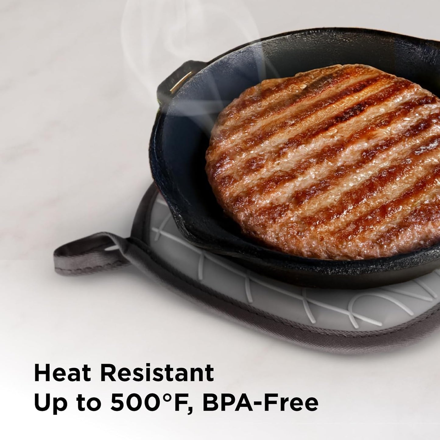 Kitchen Mama Silicone Pot Holders - Heat Resistant, Non-Slip Surface, Dual Pocket Design with Soft Cotton Lining, Safe, Durable, Stylish, Practical for Everyday Use Hot Oven, Bowl, Pan (Metal Gray)