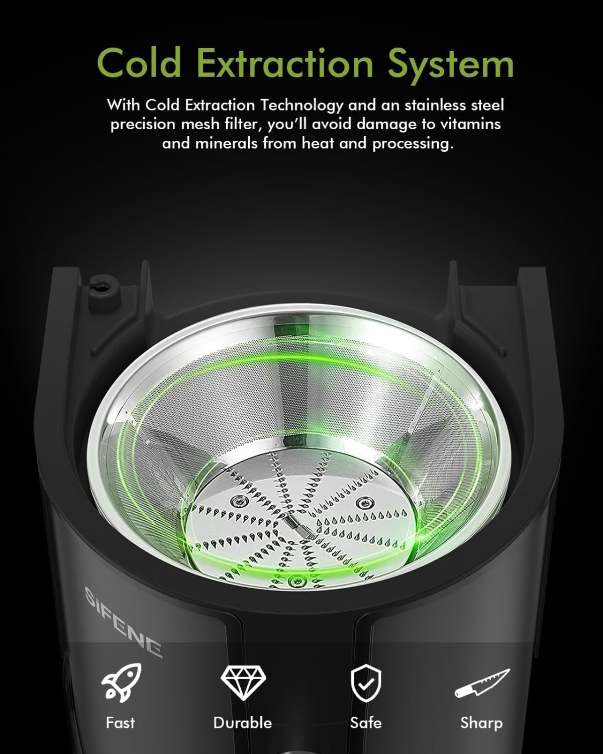 SiFENE Juicer Machine, 800W Centrifugal Juicer with 3.2" Big Mouth for Whole Fruits and Veggies, Juice Extractor Maker with 3 Speeds Settings, Easy to Clean