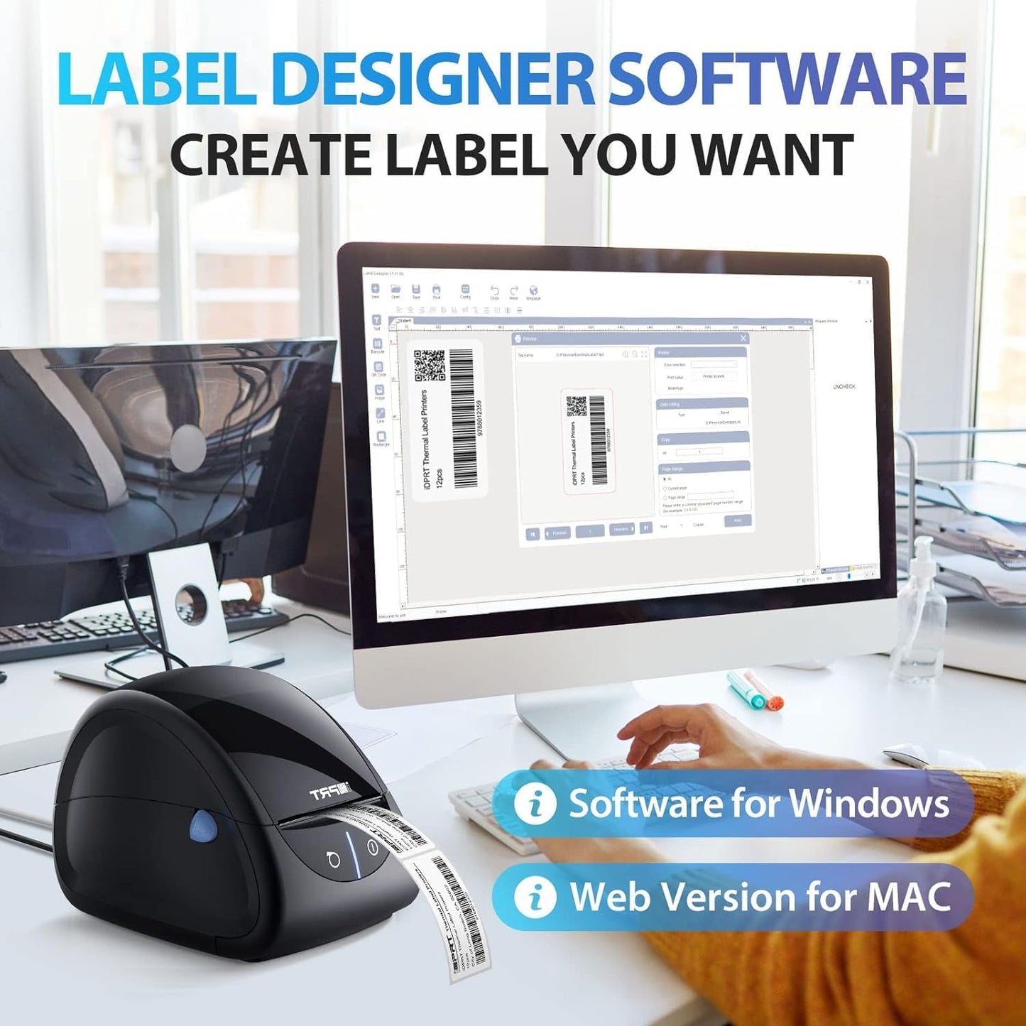 iDPRT Label Printer - SP310 Thermal Label Maker with Auto Label Detection, 1"-3.15" Print Width for Home, Office&Small Business, Suitable for Barcode, Address, Filling and Storing, Support Windows&Mac