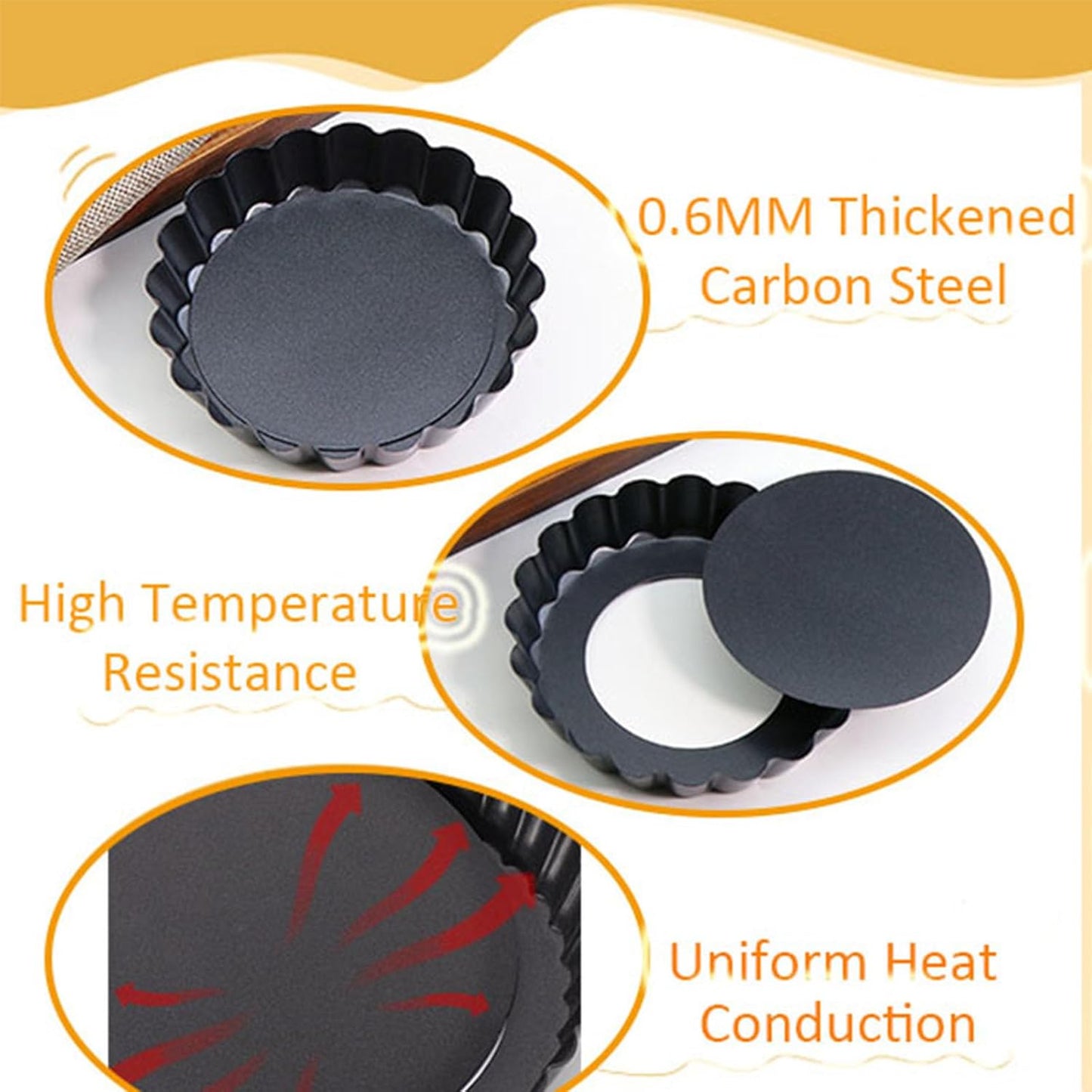 Mini Tart Pans 4 Inch with Removable Bottom, Nonstick Quiche Pan Fluted Carbon Steel Pie Tart Pans for Baking Tartlets, Mousse Cakes, Tart Shells – Set of 7