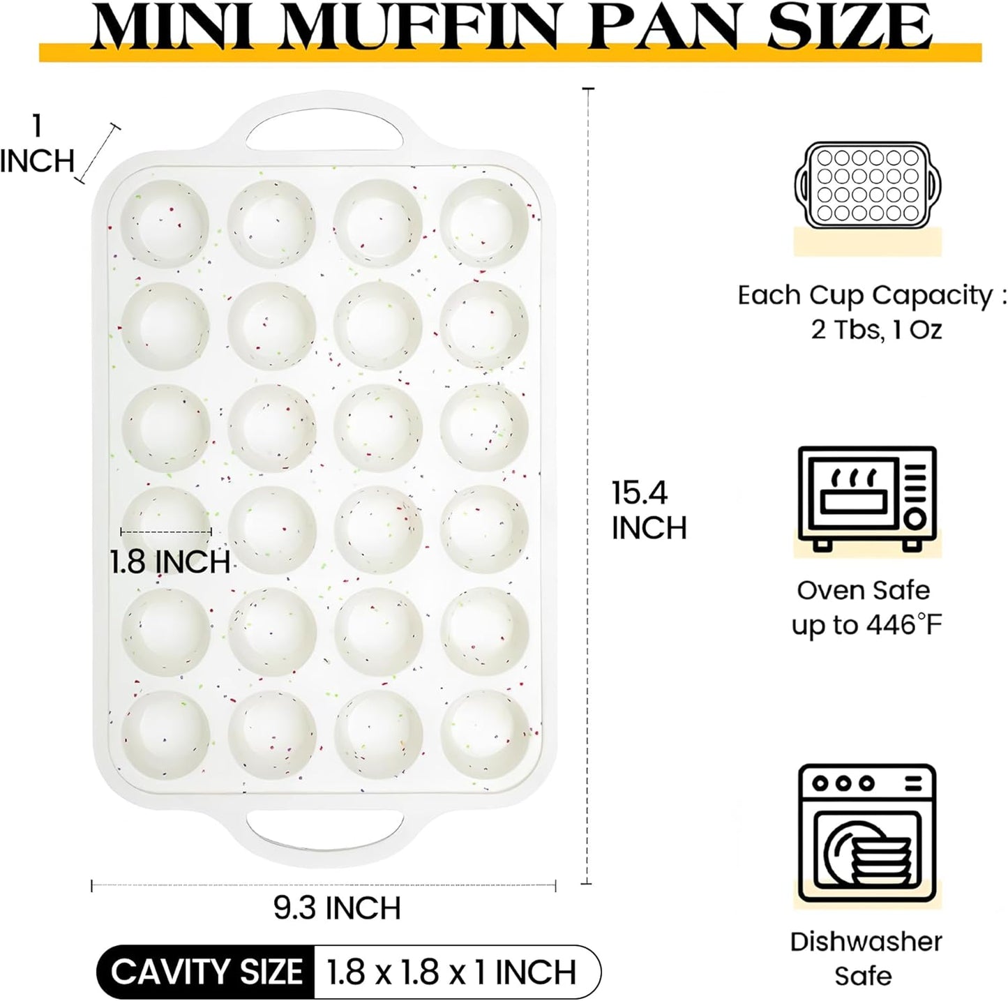 2 Pcs Silicone Mini Muffin Pan With Metal Frame, 24 Cups Nonstick Cupcake Tray for Baking, Small Muffin Molds with Handles (Cream)