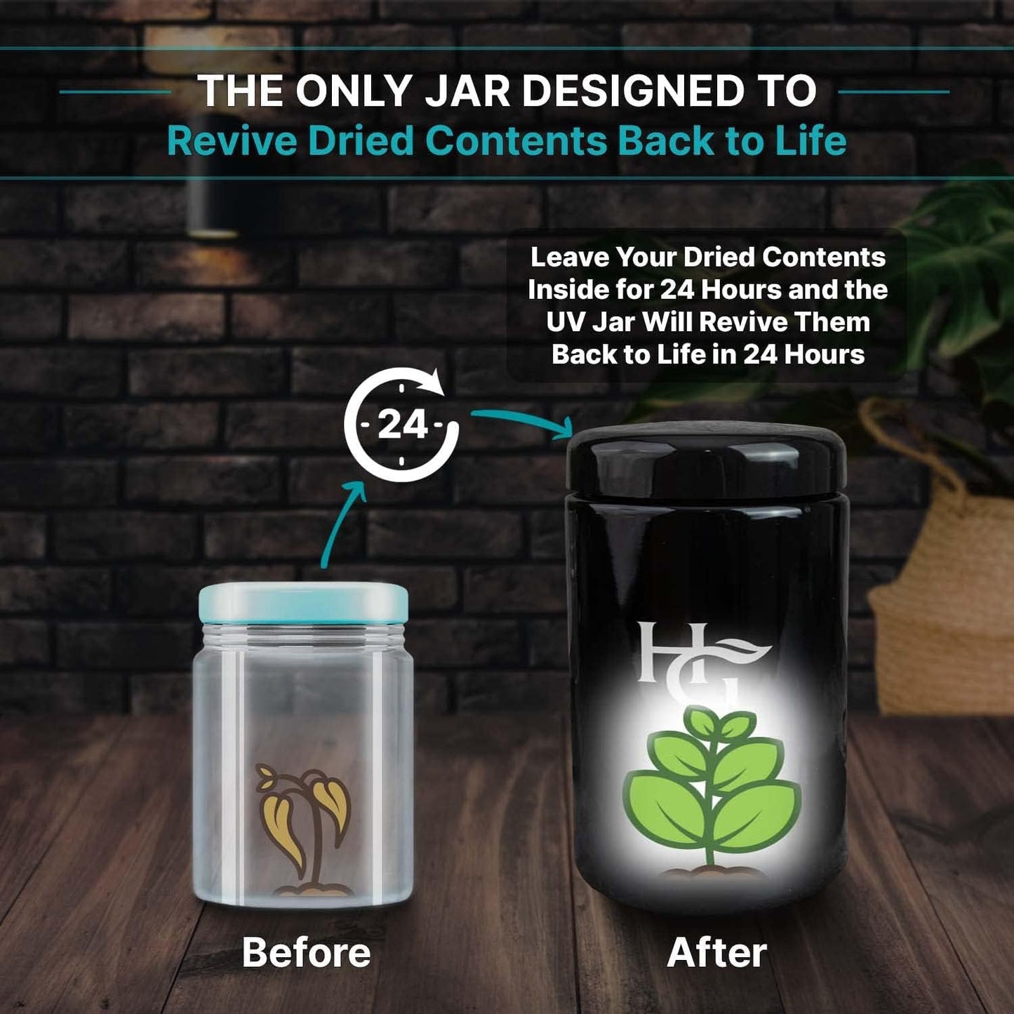 Herb Guard - 2 Oz Airtight Ultraviolet Jar (1 Liter) Keeps Herbs Fresh for Months