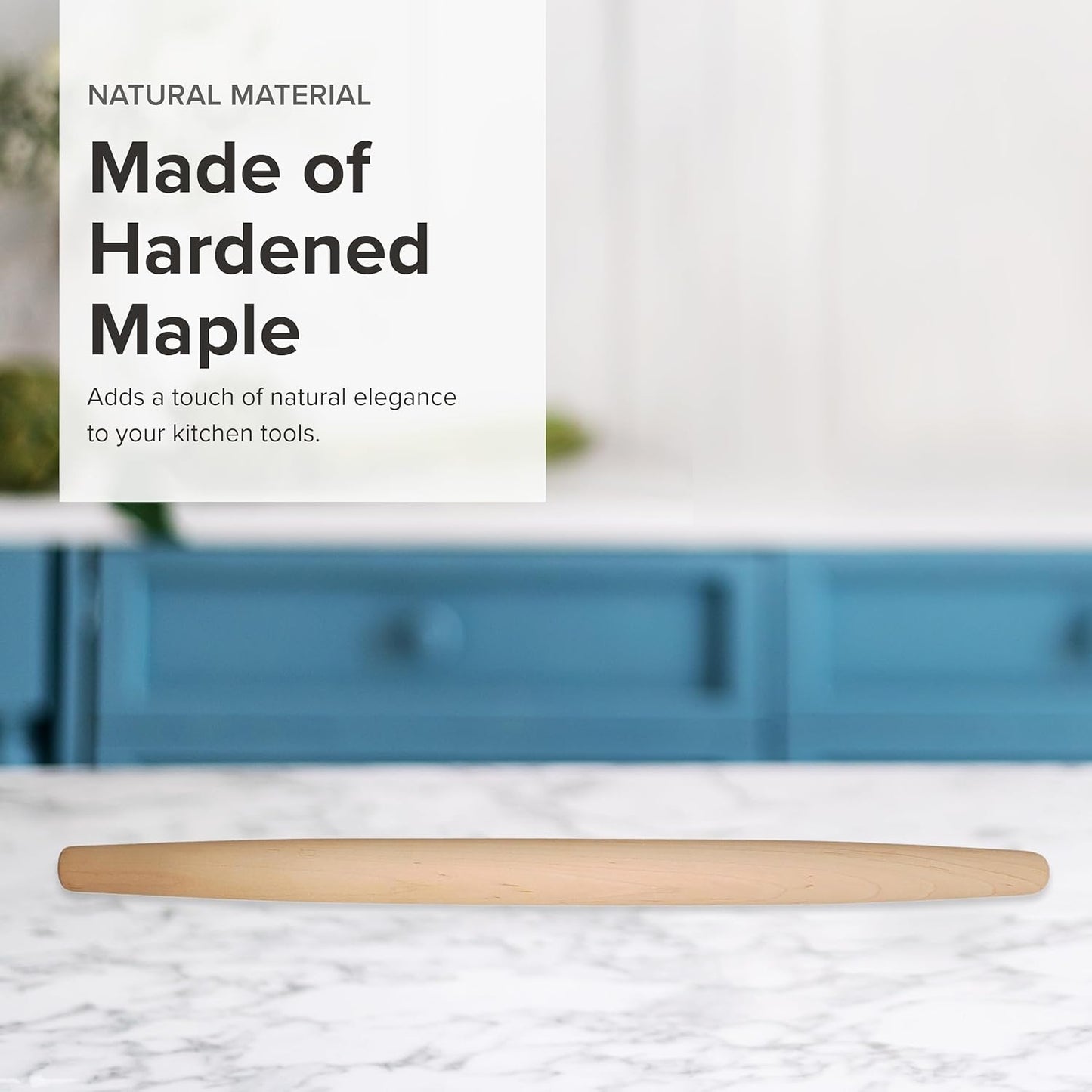 Frieling Crafted in the USA Maple Rolling Pin - Classic French Rolling Pin - Tapered 1.5 x 20 Inch Wooden Roller for Baking - Dough Roller