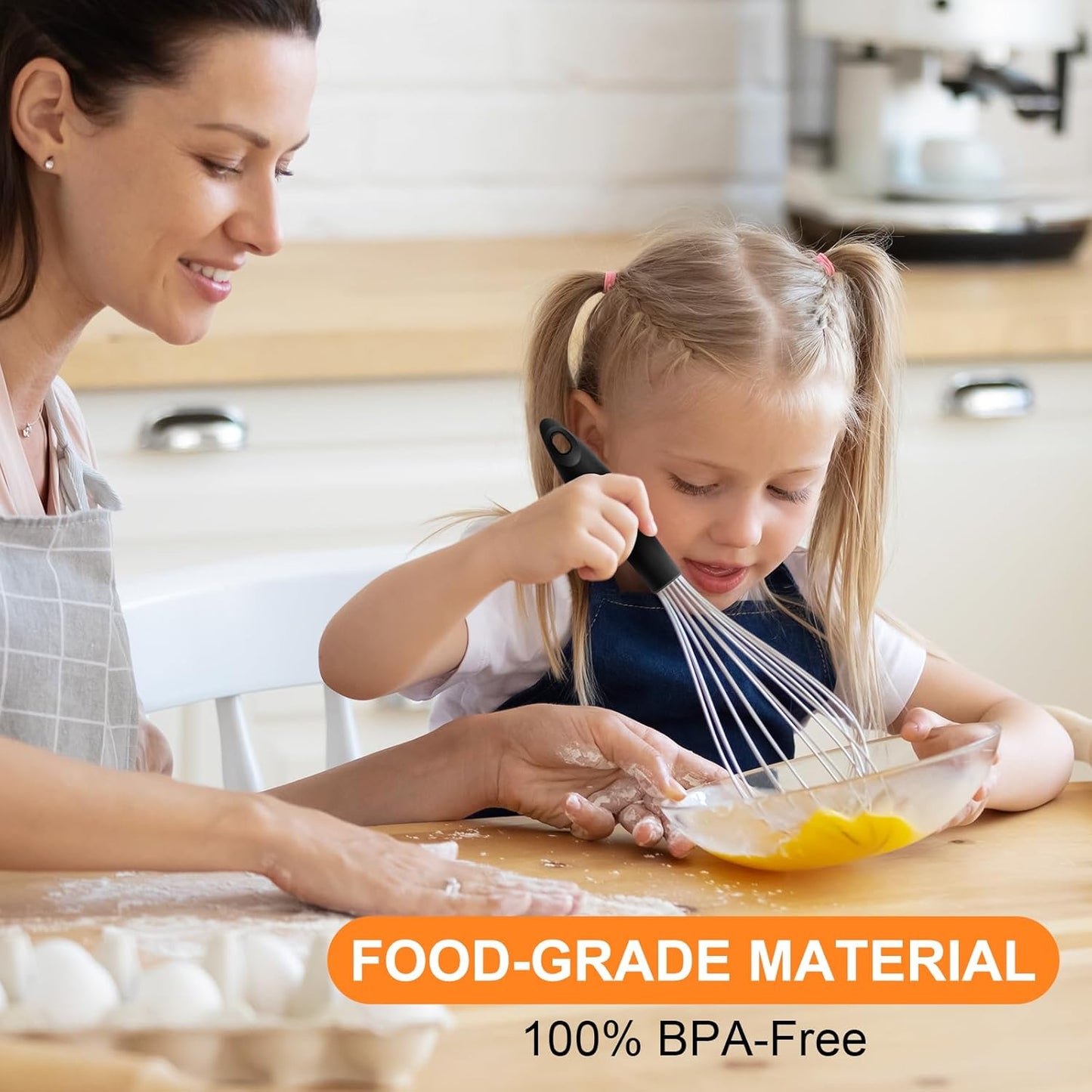 HOTEC 4 Pieces Stainless Steel Whisks Set, Wire Balloon Whisks Egg Beater, Thicken Wire &Non-slip Handle Whisk Perfect for Cooking, Stirring, Beating and Blending (Silver)