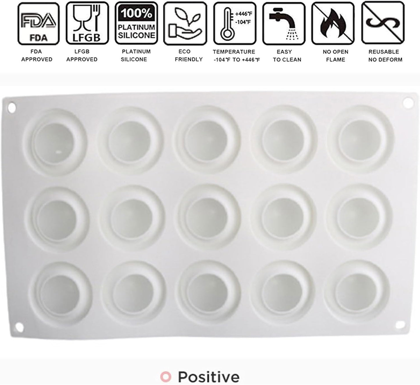 OCPO KITCHEN Apple Silicone Mold for Baking Mousse Cake, Candy, Chocolate, French Fruit Dessert, Pastry, Cupcake, Ice Cream, Pudding, Cake Decoration Mold, 3D Apple Shape (15-Cavity)