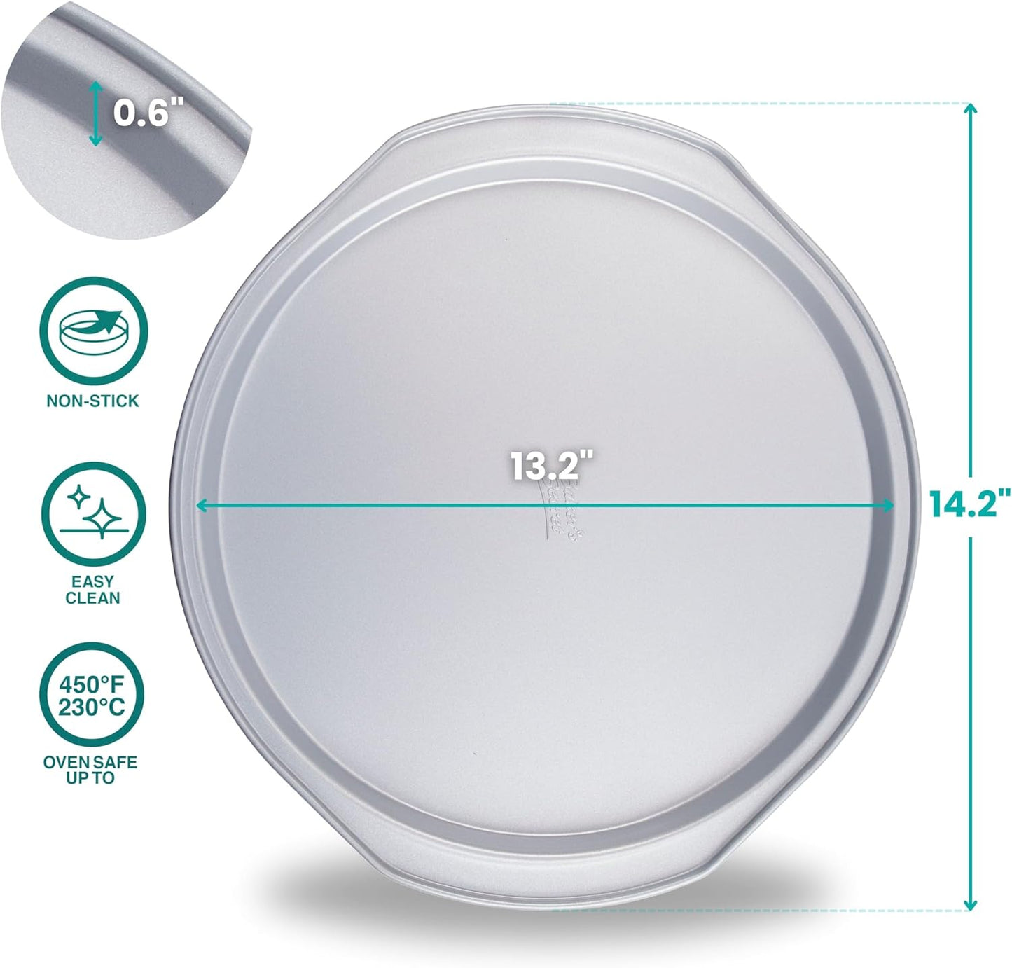 Baker's Secret Pizza Pans for Oven, Aluminized Steel Pizza Baking Pan, 2 Layers Non-stick Coating Easy Release, Dishwasher Safe - The Superb Collection (1x Pizza pan & Crisper set)