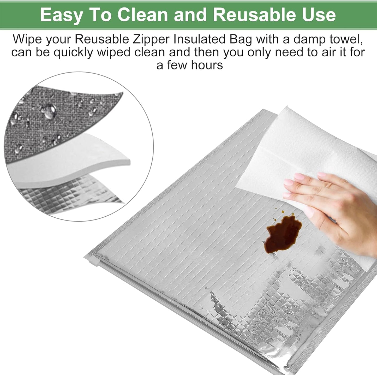 Insulated Food Storage Bag with Zipper Design, Hot Cold Cool Storage Bags for Food, Reusable Thermal Lunch Household Food Pouches Organizer Hot Sandwich Bags, 5PCS