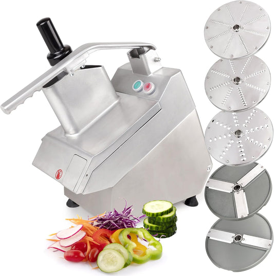 Tartle 550W Commercial Vegetable Cutter and Food Processor - 110V Multifunction Automatic Cutter - Vegetable Slicer Cheese Grater Potato Dicer, 3.17 Quart with Disc Blades