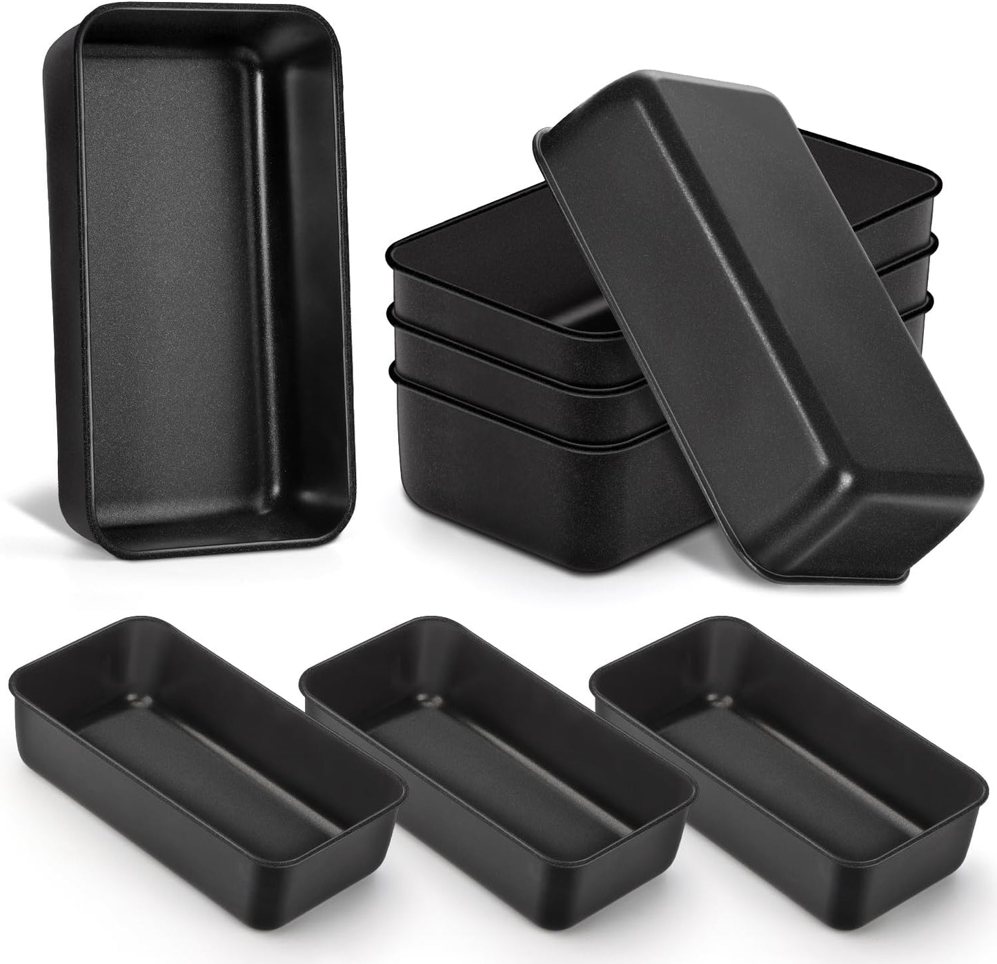 LIANYU 8 Pack Nonstick Loaf Pans for Bread Baking, 9x5 Inch Stainless Steel Baking Bread Pans, Small Loaf Tins for Homemade Brownies and Pound Cakes, Dishwasher Safe