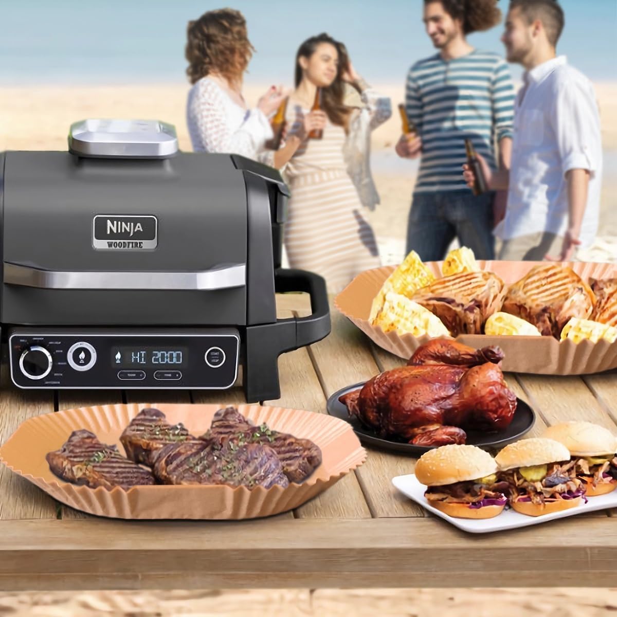 Air Fryer Disposable Paper Liner, Natural Baking Parchment Paper Air fryer liners,Thickened Oil-Proof High Temperature,for Air Fryers,Ovens,Pan and Microwaves (9inch-XL-Thick, square-Brown)