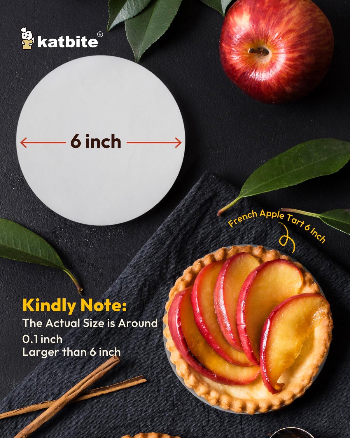 Katbite® 6 Inch 200Pcs Parchment Paper Rounds, Round Baking Sheets Paper, Uses for Cake Baking, Patty Separating, Tortilla Wrapping