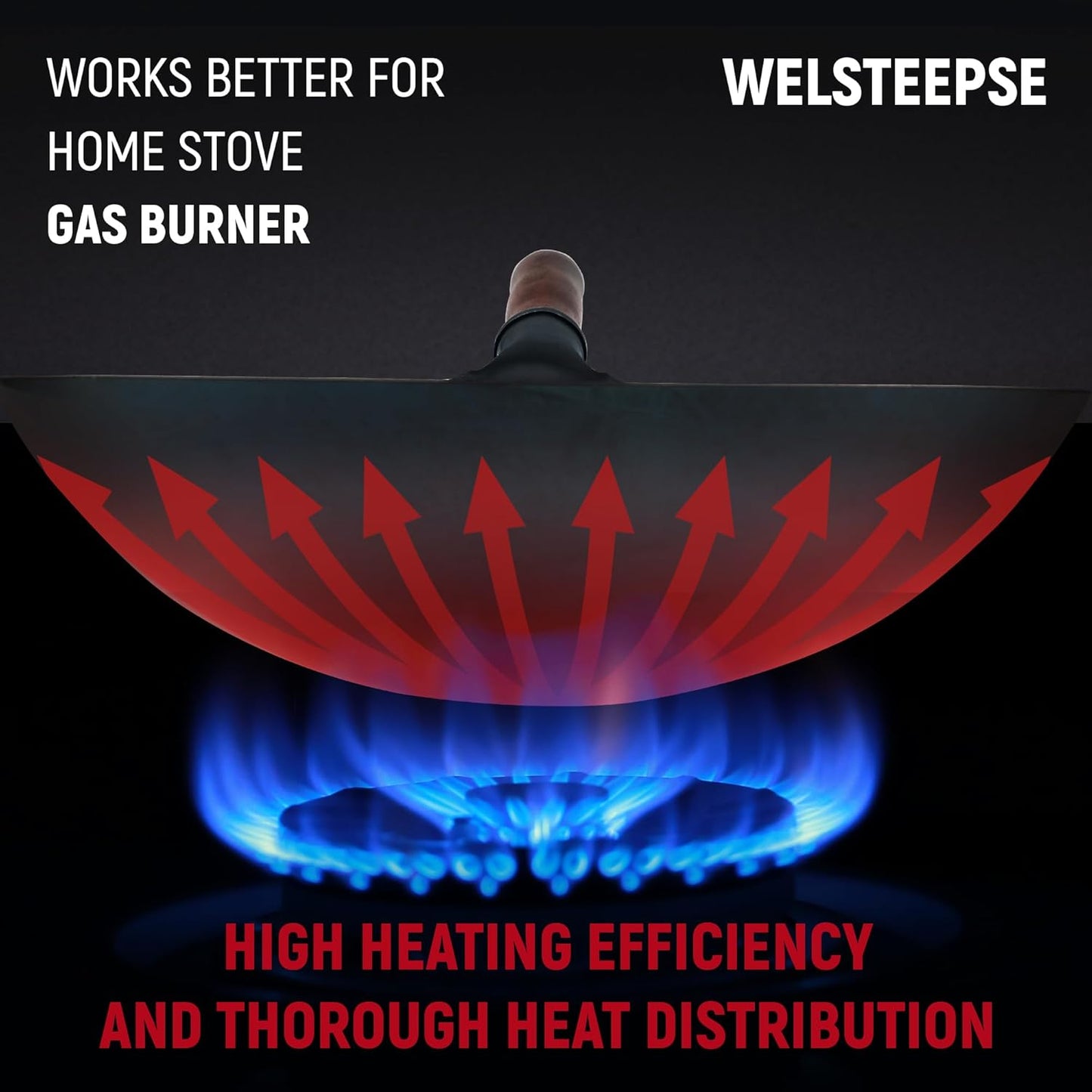 Carbon Steel Wok Traditional Hand Hammered Wok,14 Inch,Round Bottom(Roasted Blue)