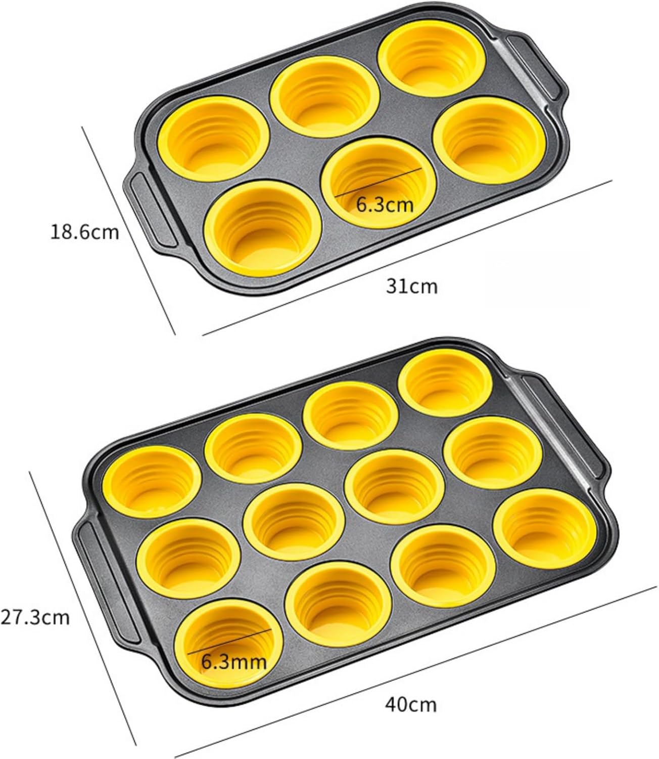 6 Cups Silicone Muffin Pans for Baking with Metal Frame, Egg Bite Molds, Cupcake Pans Regular Size, Muffin Tins Easy to Pop Nonstick Non Toxic Bakeware for Oven Dishwasher Safe