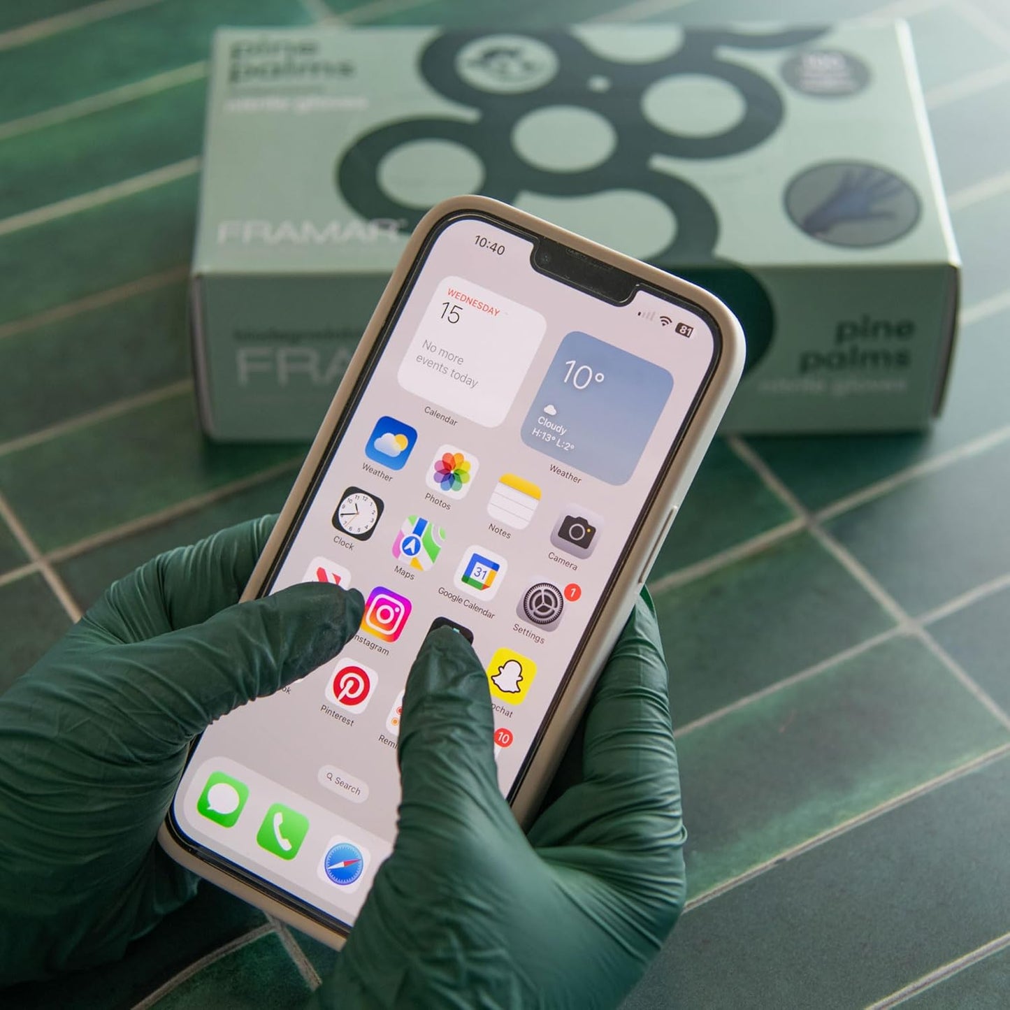 FRAMAR Biodegradable Green Gloves Latex Free Large – Disposable Nitrile Gloves Large, Cleaning Rubber Glove Disposable, Non Latex Hair Dye Glove 100 Pk