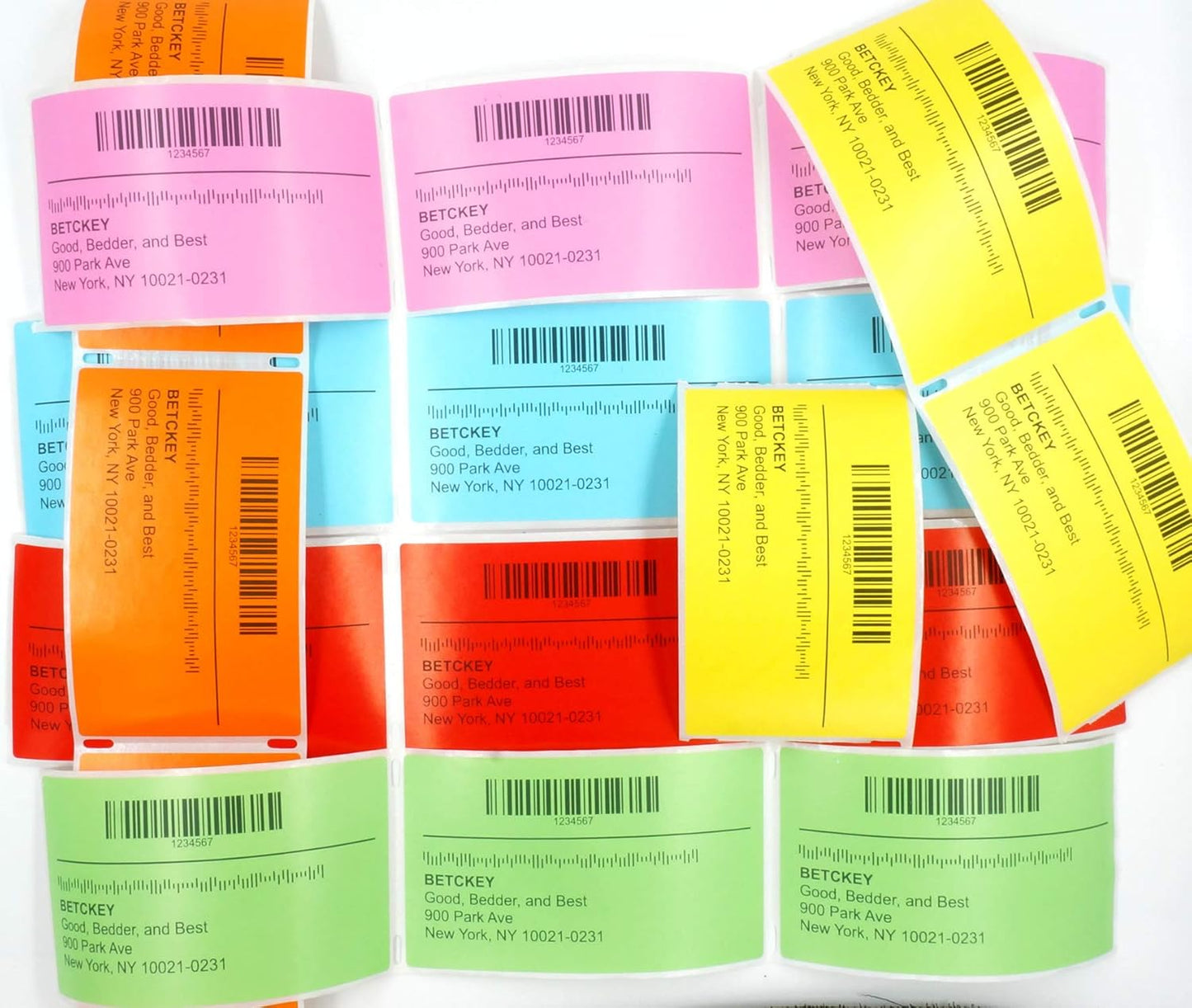 BETCKEY - 4" x 4" Shipping & Large Square Labels Compatible with Zebra & Rollo Label Printer,Premium Adhesive & Perforated[Pink, 6 Rolls, 2100 Labels]