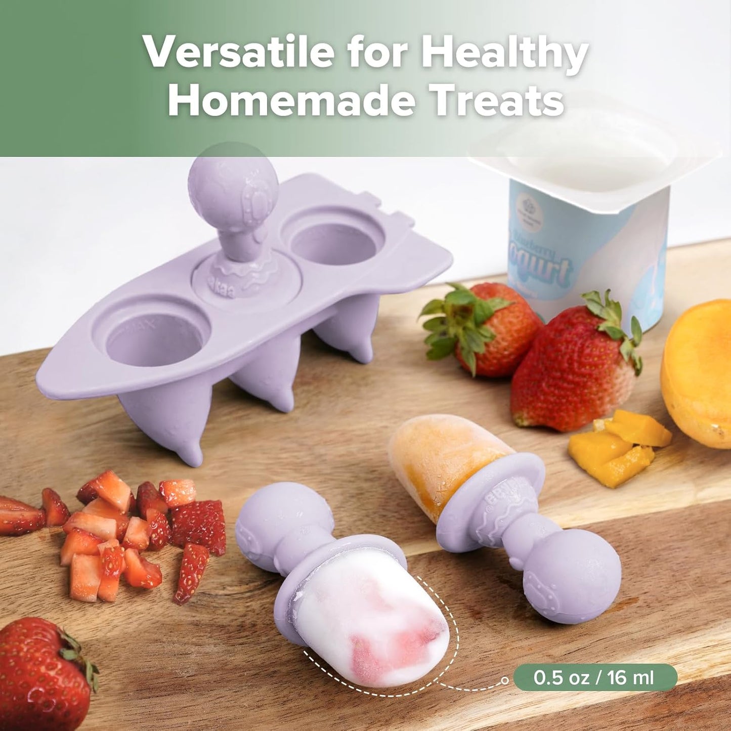 Haakaa Astronaut Ice Pop Mould Set – Mini Silicone Popsicle Molds with Sticks for Kids, Ice Pop Maker with Anti-Choke Astronaut Handles, Ice Cream & Frozen Treat Molds