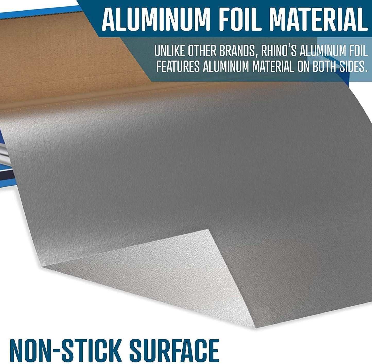 Rhino Aluminum Foil Heavy Duty 18 x 525 sf - (Pack of 4) Foil Aluminum Roll, 25 Microns Thick - Commercial Grade & Extra Thick, Strong Enough for Food Service Industry