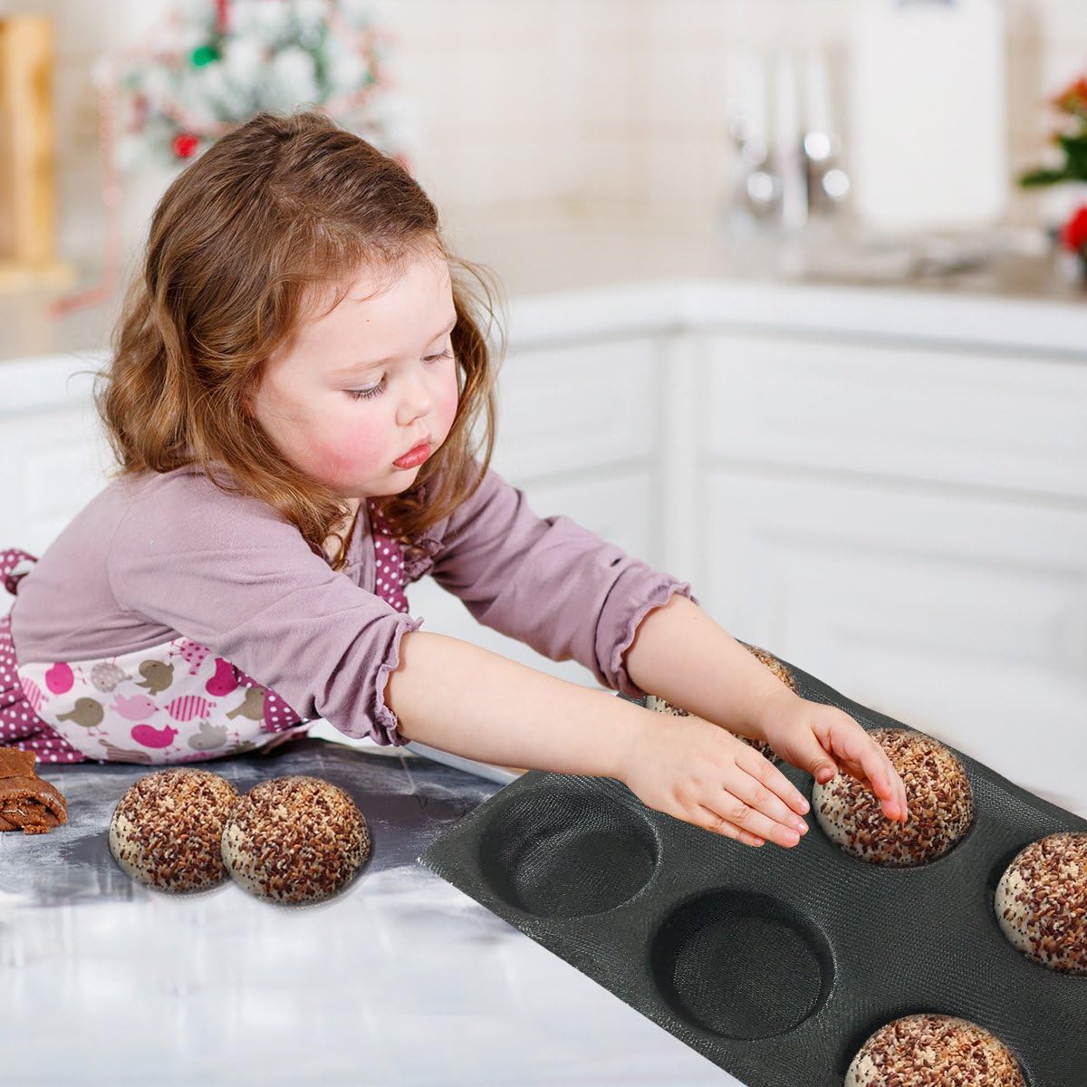 Bluedrop Silicone Bun Bread Form Round Shape Bread Tray Perforated Bakery Molds