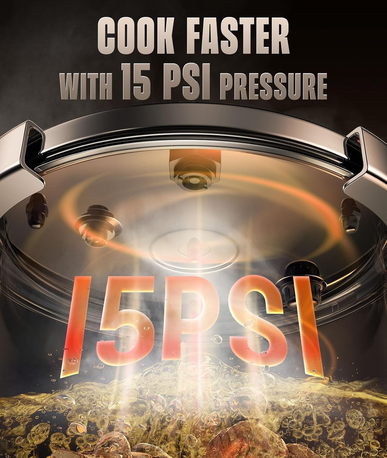 18/8 Stainless Steel Pressure Cooker 10 QT, [Save 70% Cooking Time] Olla De Presion with Food-Grade Body [One Hand Operation] Rotating Lock/Unlocking Lid System, Steam Rack Included