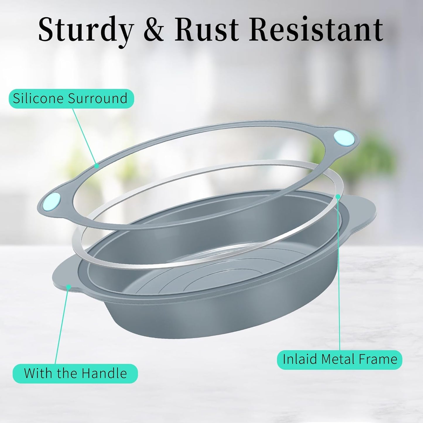 To encounter 9 Inch Silicone Round Cake Pans, 2 Pack Nonstick Silicone Baking Pans Set, Food Grade Cake Molds, with Metal Reinforced Frame More Strength