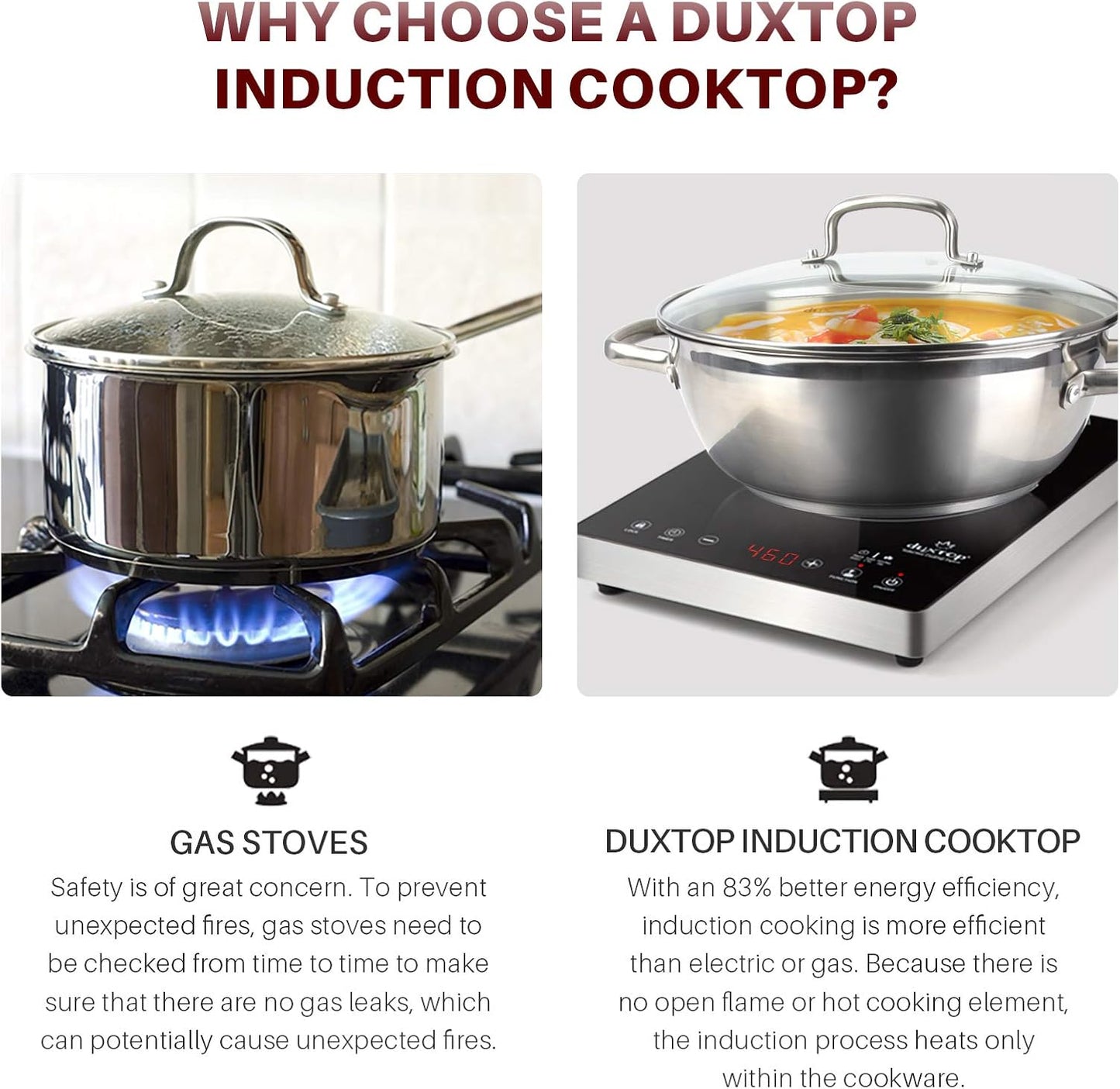 Duxtop Portable Induction Cooktop, High End Full Glass Induction Burner with Sensor Touch, 1800W Countertop Burner with Stainless Steel Housing, E200A, Black