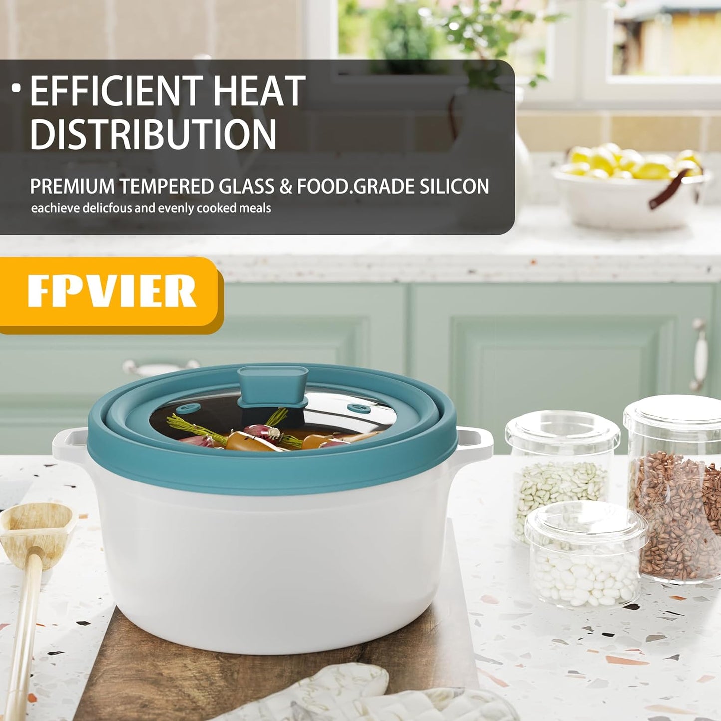 Microwave Splatter Cover, Vented Silicone and Glass Cover Splatter Guard Lid, Food Collapsible Plate Cover Lid with Easy Grip Handle. (Blue, 10.8 inch)