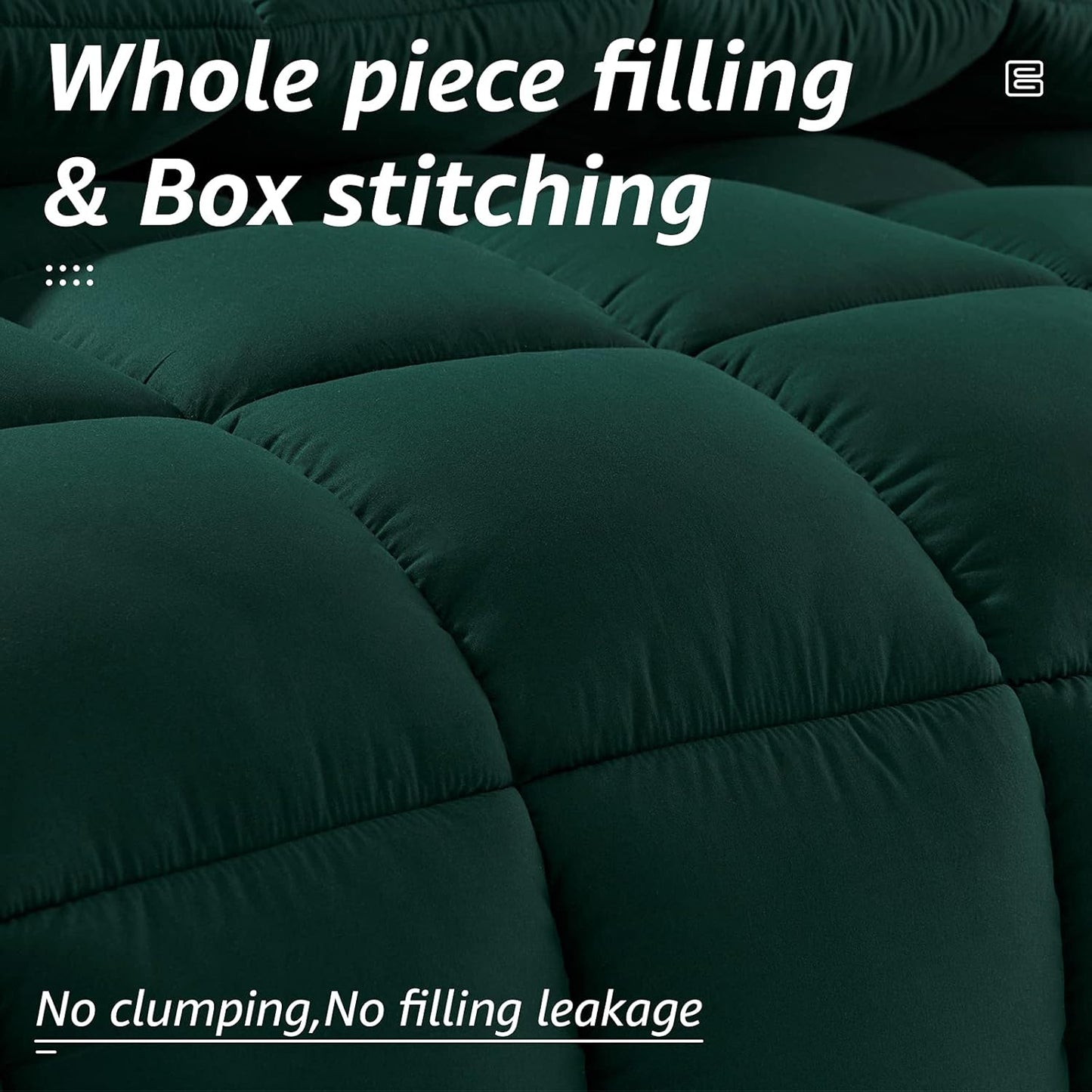 HYLEORY All Season Twin Size Bed Comforter - Cooling Goose Down Alternative Quilted Duvet Insert with Corner Tabs - Winter Warm - Machine Washable - Emerald Green